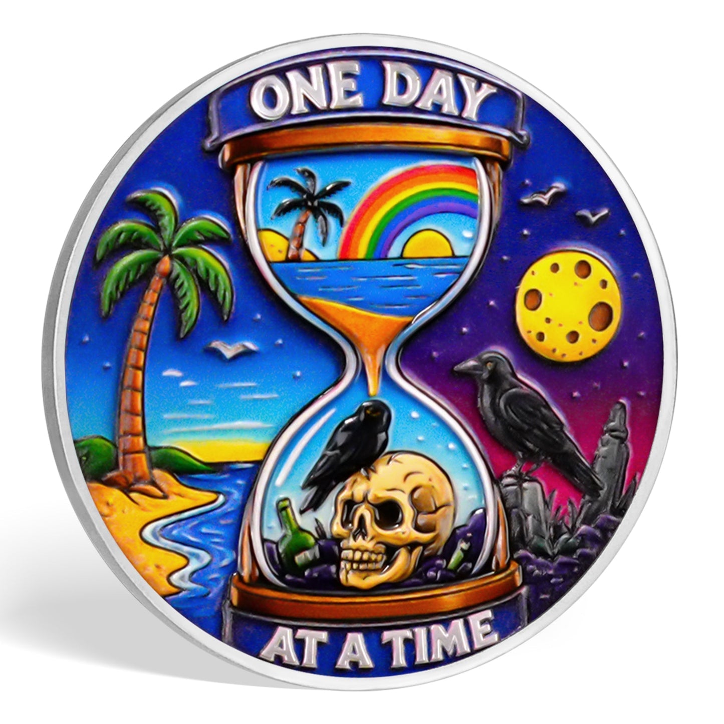 Sobriety Coin One Day at A Time Recovery Medallion with 12-Step Design mysite