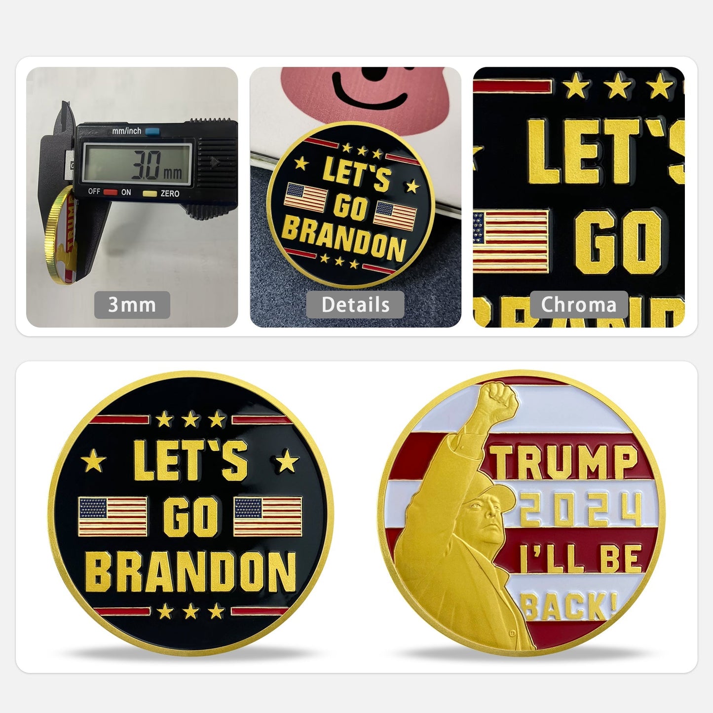Trump 2024 Let's Go Brandon Challenge Coin 3D Gold Finish Collectible Gift Coin mysite