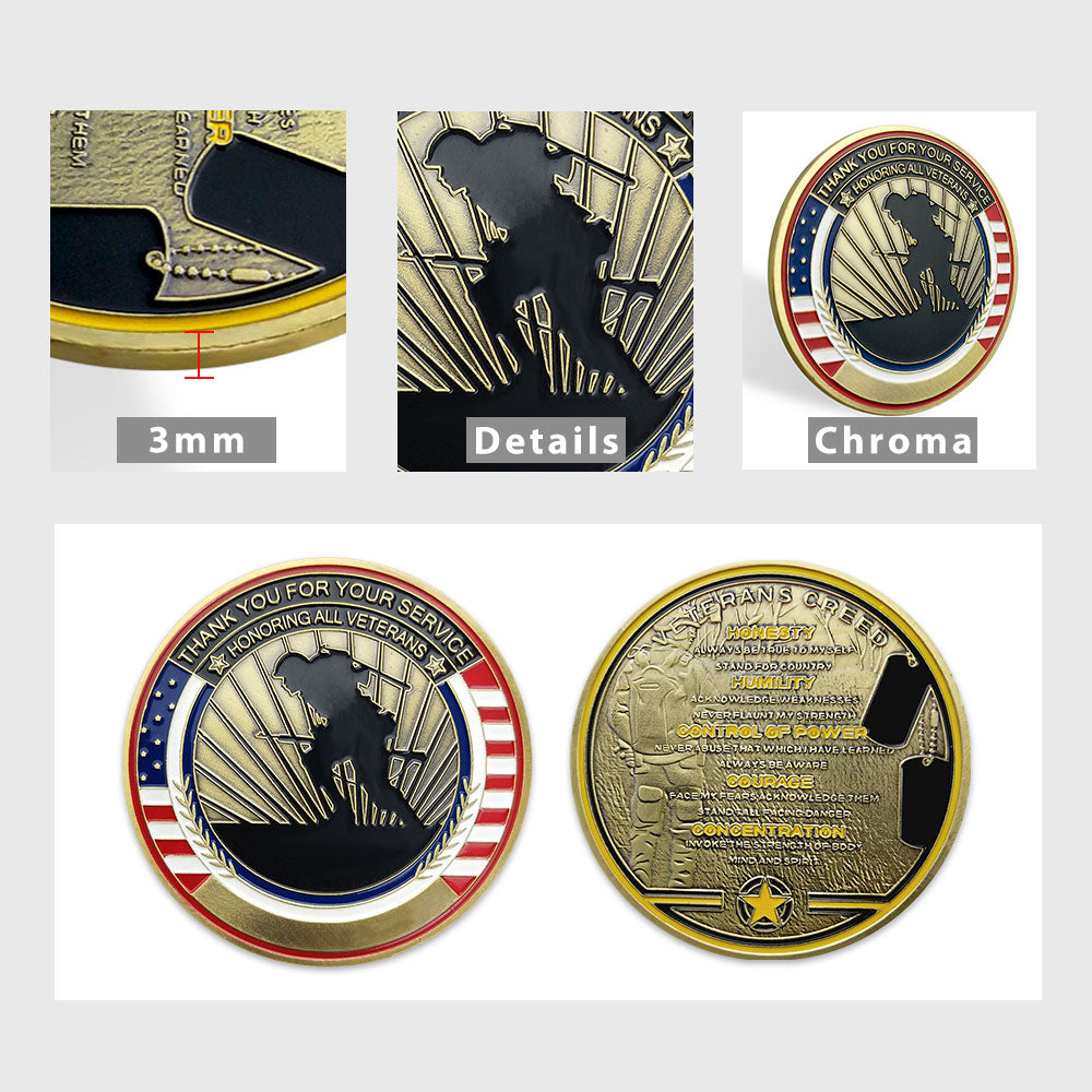 Military Challenge Coin Veteran Glory Creed Thank You Gift-AtSKnSK mysite