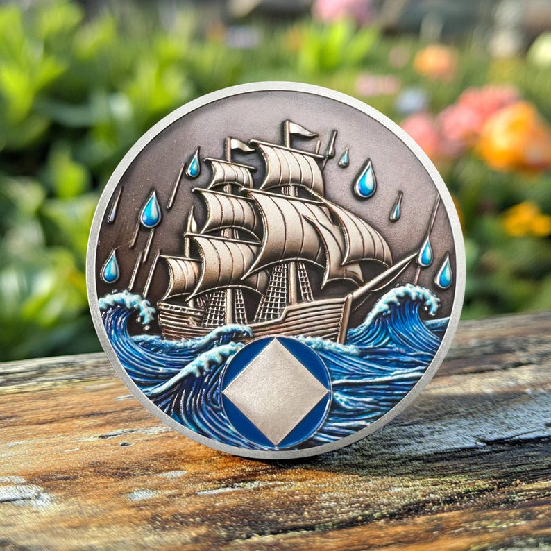 Personalized Addiction Recovery Braving The Storm Sobriety Coin mysite