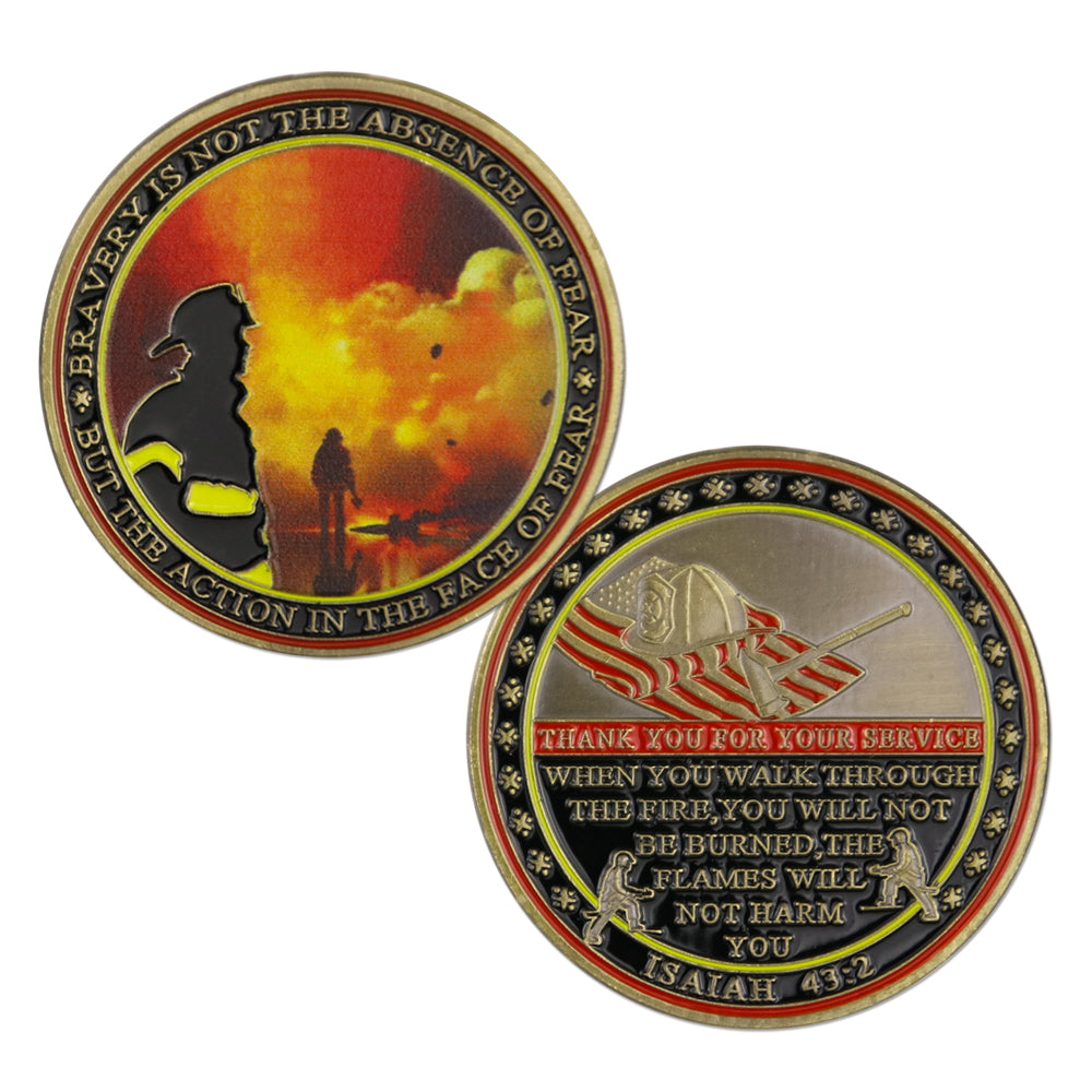 Firefighter Prayer Challenge Coin Isaiah 43:2 Firemans Honor Collectible Coin mysite