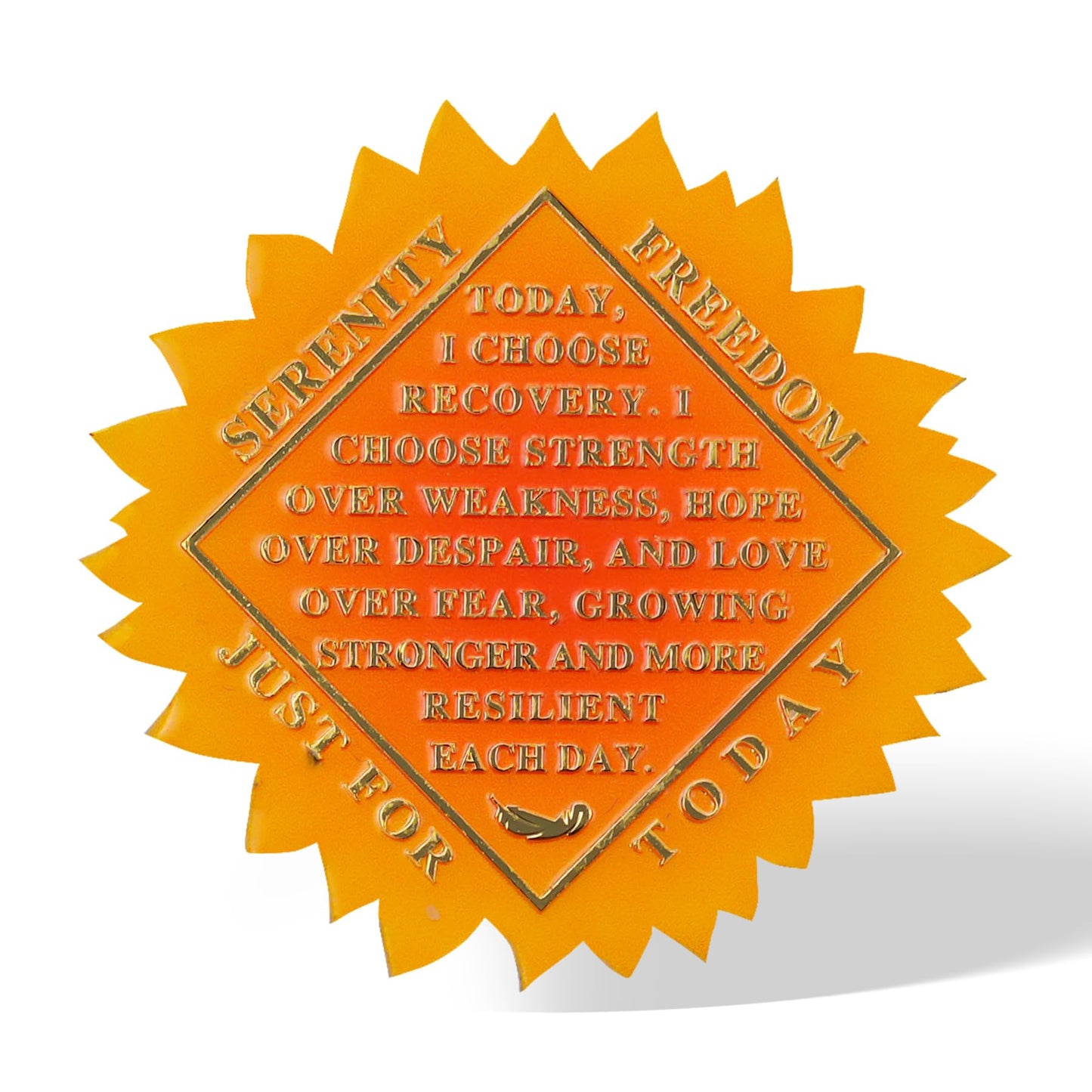 Personalized Sunflower Recovery Medallion Sobriety Coin with Serenity Message Love, Hope, Spirit & Faith Token Just for Today mysite