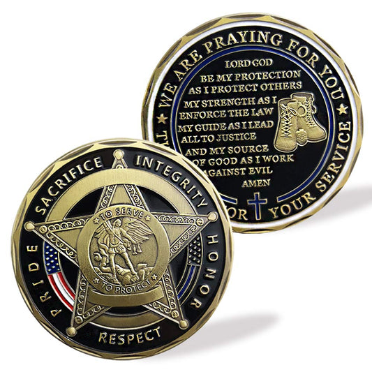 Saint Michael Police Prayer Challenge Coin Thank You for Your Service mysite