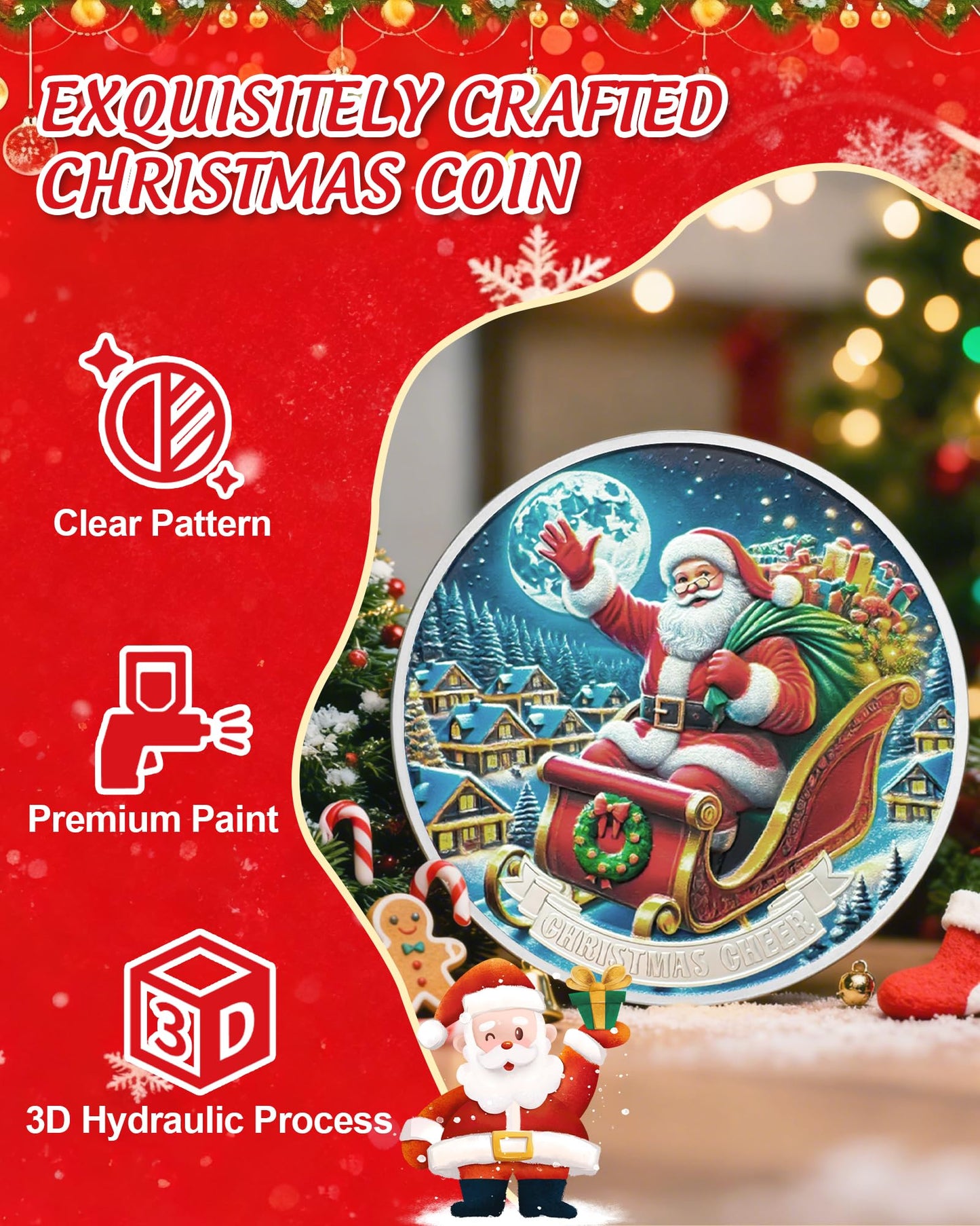 Santa Claus on Sleigh Christmas Coin mysite