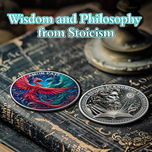 Red and Green Phoenix Momento Mori Stoic Coins Stoicism Coin mysite
