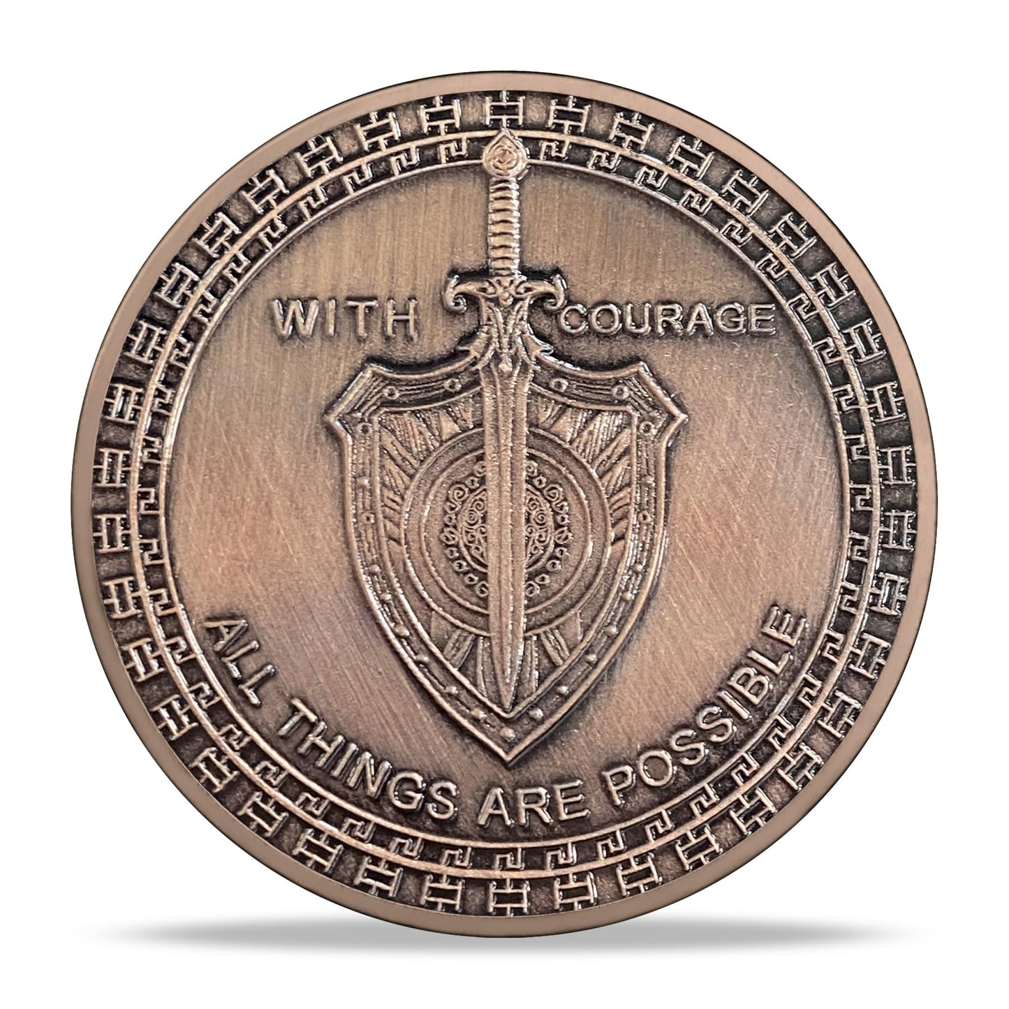 Symbol of Courage and Strength Lion Sword and Shield Challenge Coin mysite