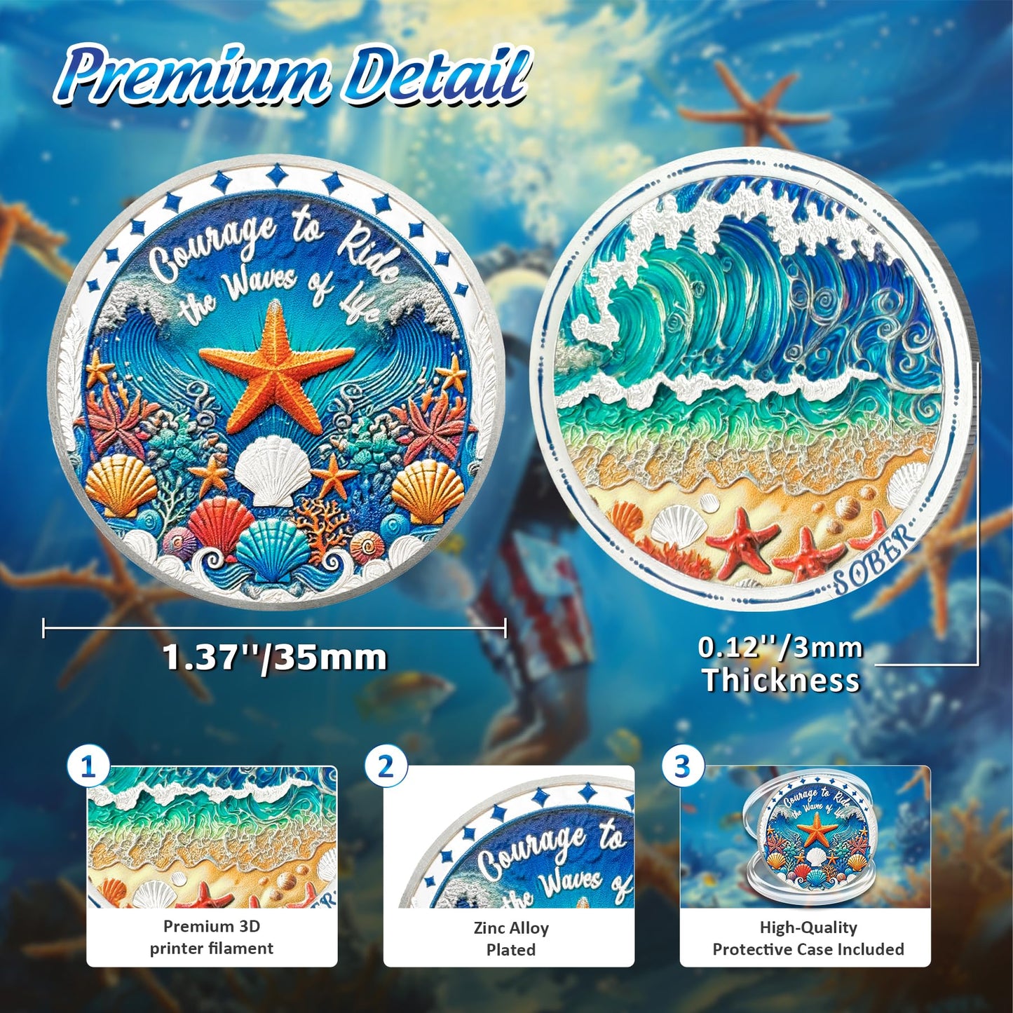 Unique Addiction Recovery Ocean Shells Sobriety Coin mysite