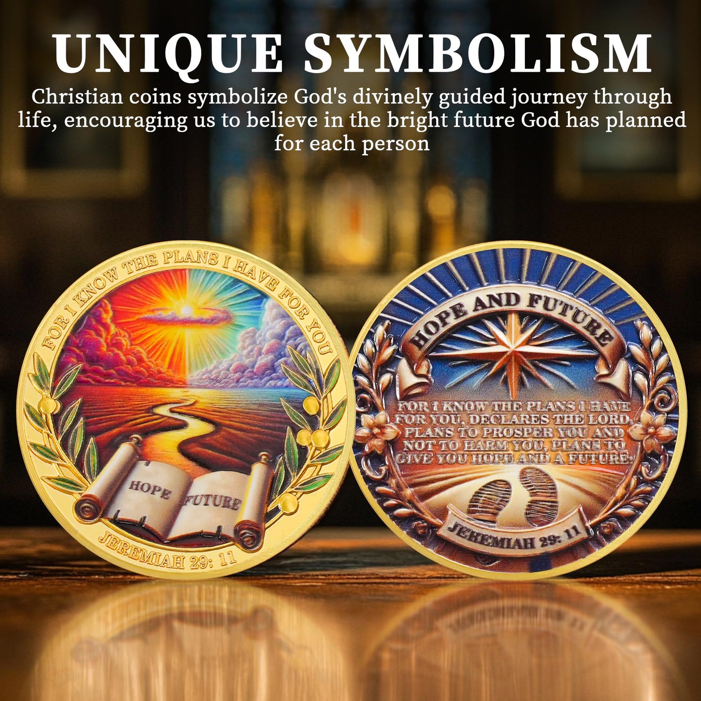 Hope and Future Bible Verse Christian Challenge Coin with Jeremiah 29:11 mysite