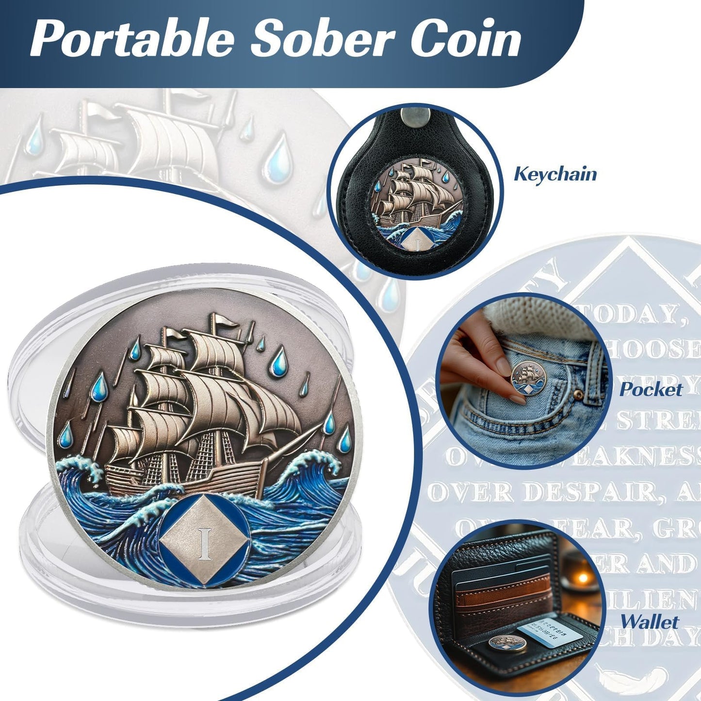 Braving The Storm 1 Year Sober Coin, Nautical NA Coin, Addiction Recovery One Year Sober Chip, Celebrating Recovery Anniversary Token, Narcotics Anonymous Sobriety Gifts for Men Women(副本) mysite