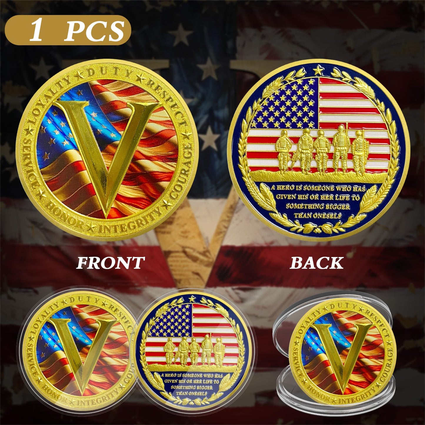 Proud Veterans Tribute Honor and Courage Military Commemorative Coin mysite
