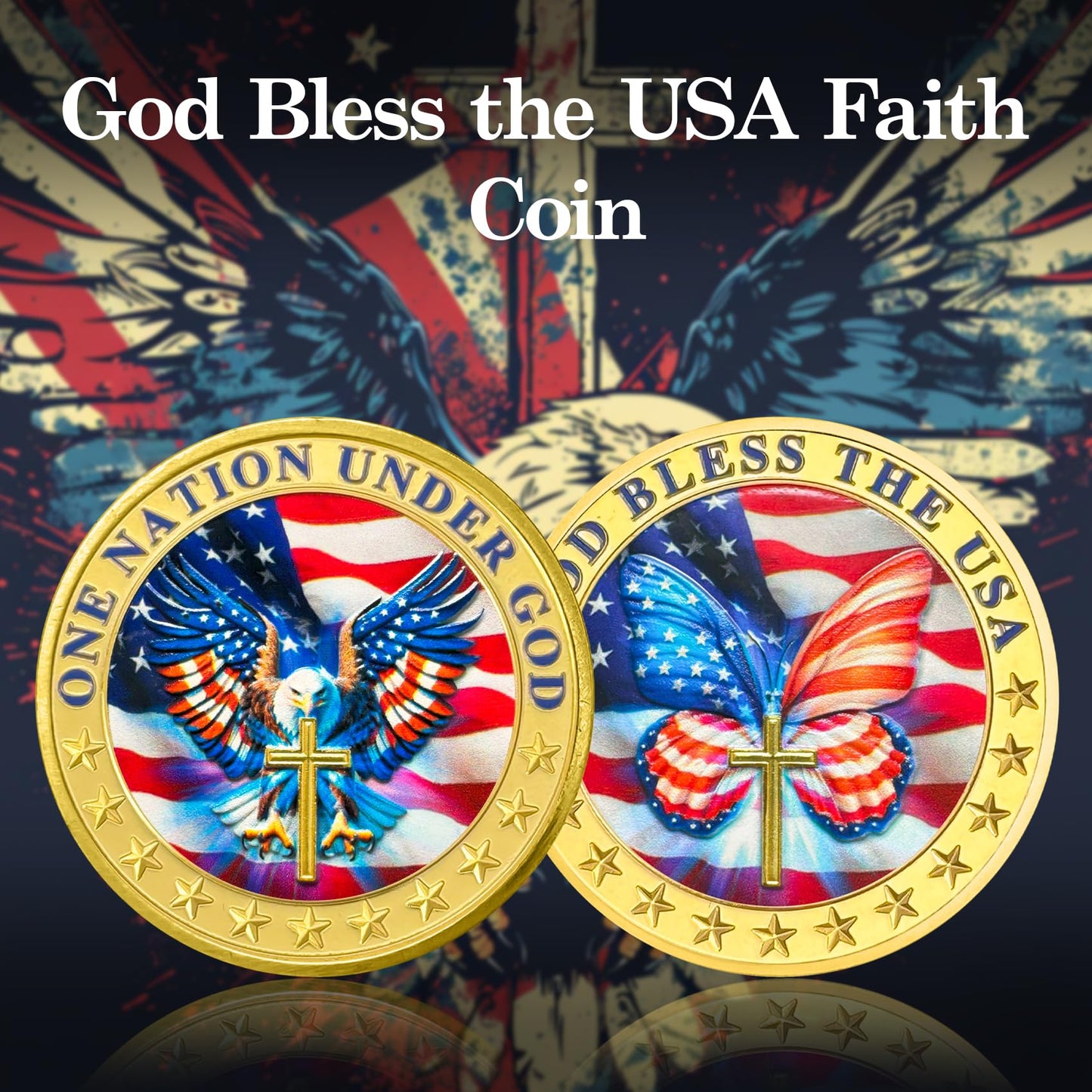 Veteran Faith Christian God Bless The USA Military Challenge Coins mysite