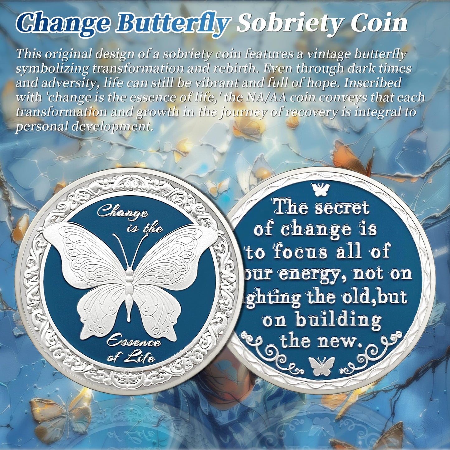 Vintage Reborn Butterfly Sobriety Coin mysite