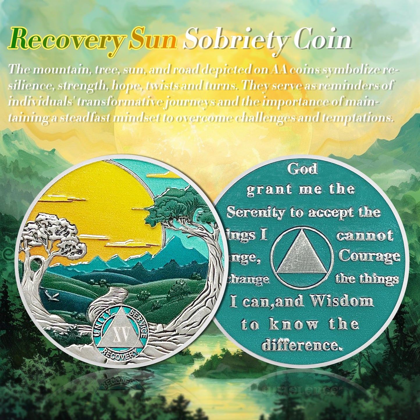 Recovery Sun Green Forest 1-25 Year Sobriety Coin mysite