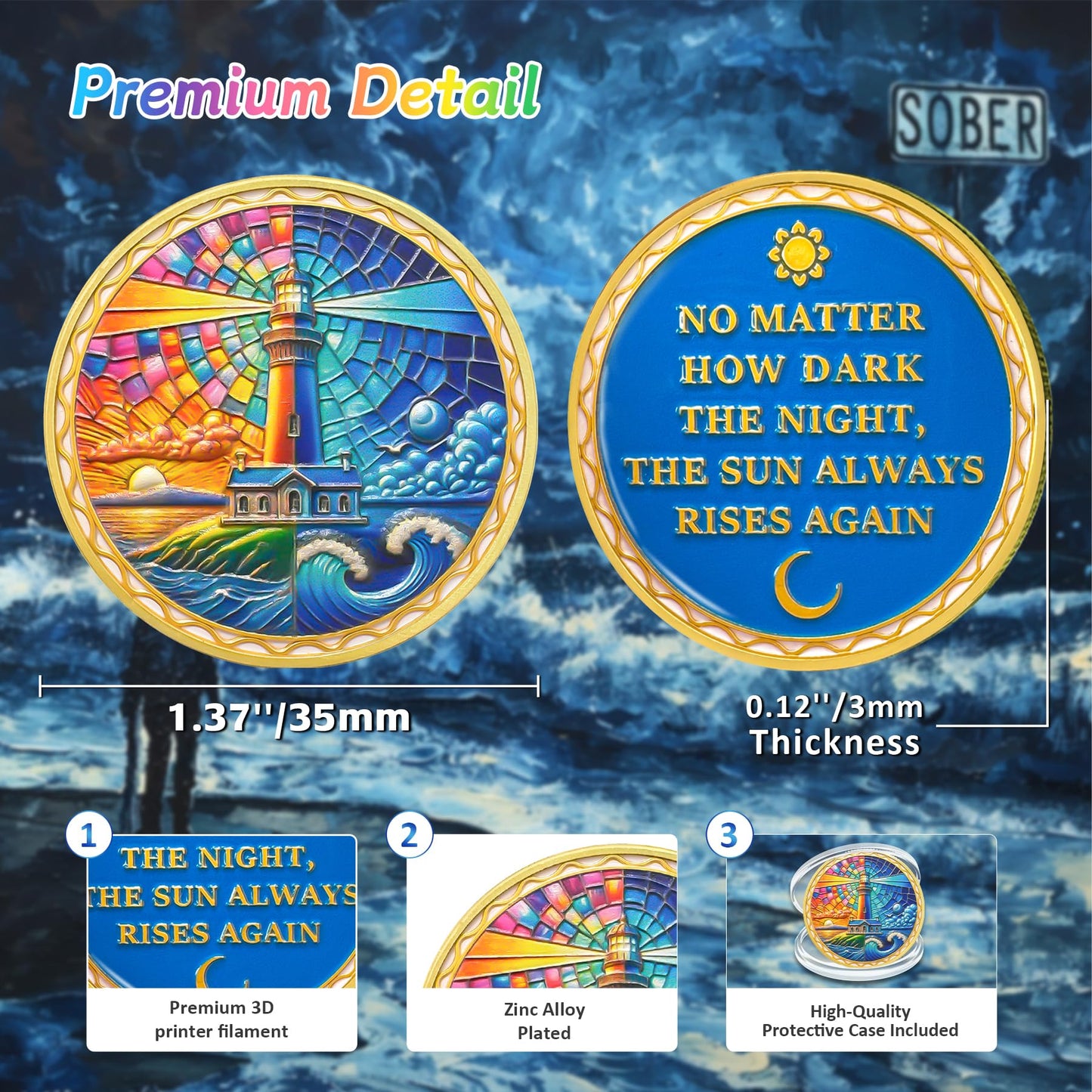 Sun and Moon Lighthouse Recovery Addiction Sobriety Coin mysite