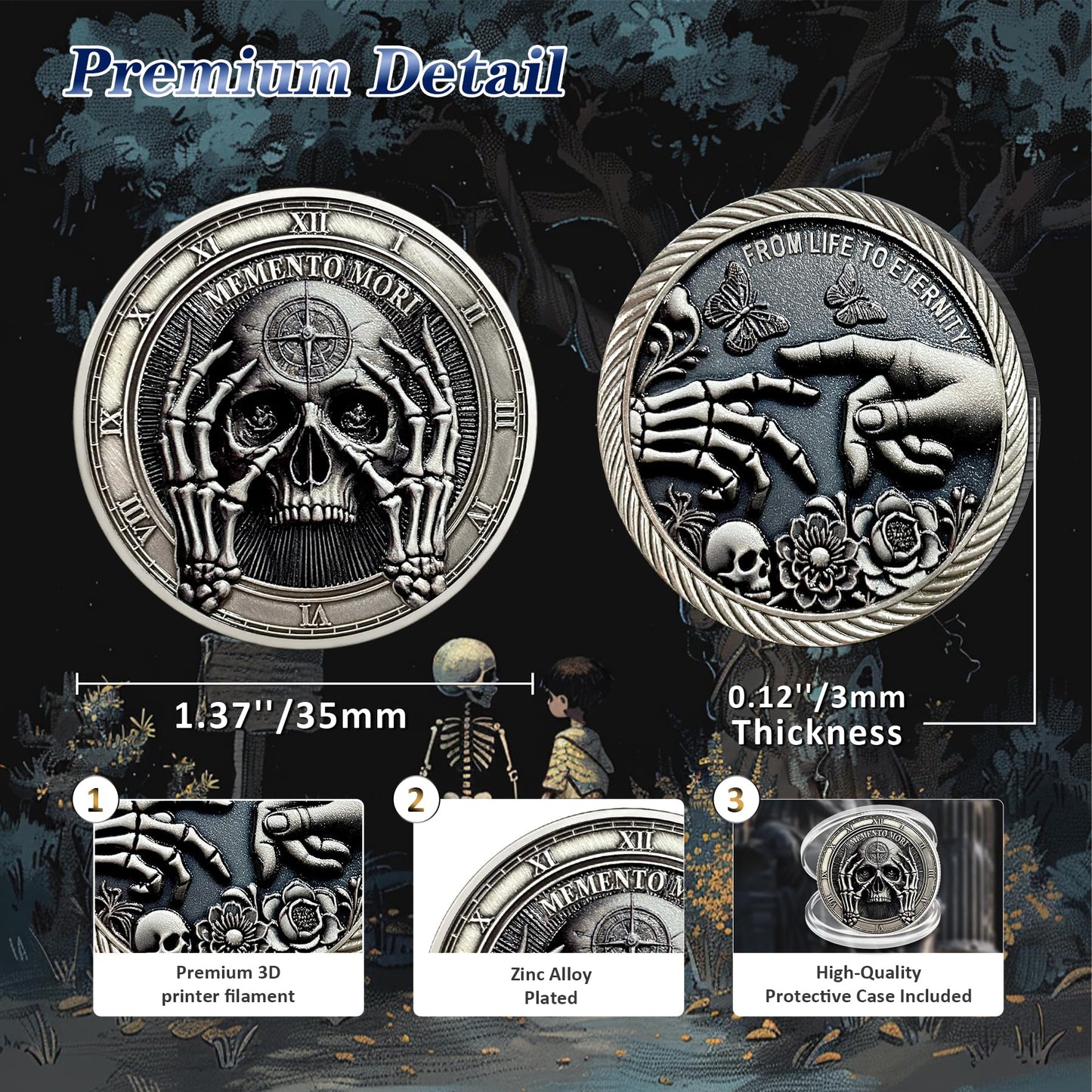 Delicate Novelty Skull Memento Mori Coin mysite