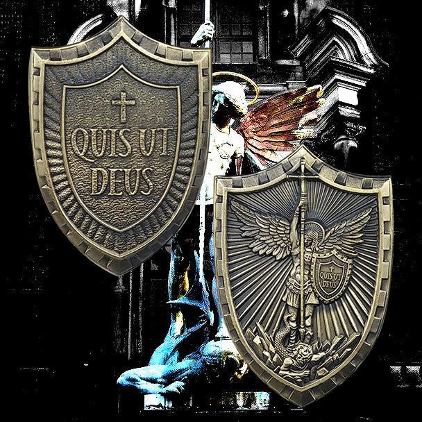 St Micheal Archangel Shield Challenge Coin Quis ut Deus Christian Gift for Men mysite