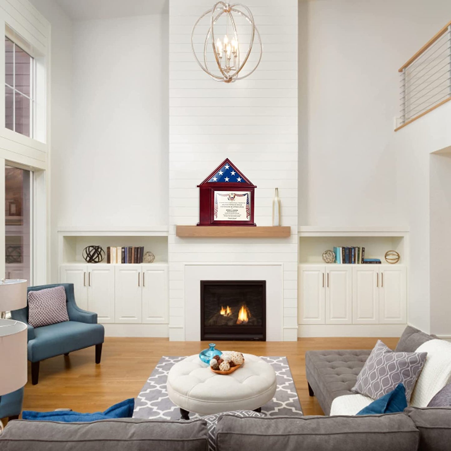 Flag Case with Certificate Holder for 3x5 American Flag, Mahogany DecoWoodo