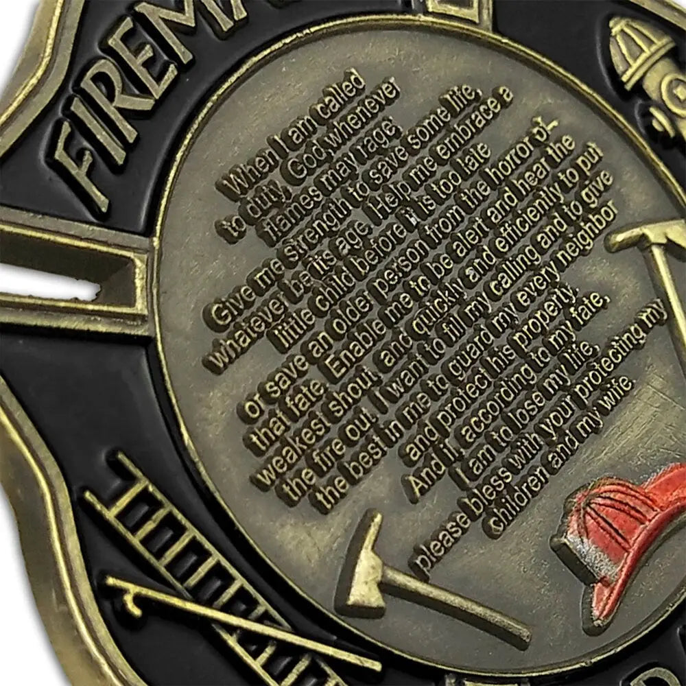 Firefighter Challenge Coin Red Lives Matter Prayer Fire Department Gift Coin/gift for Him for father decowoodo