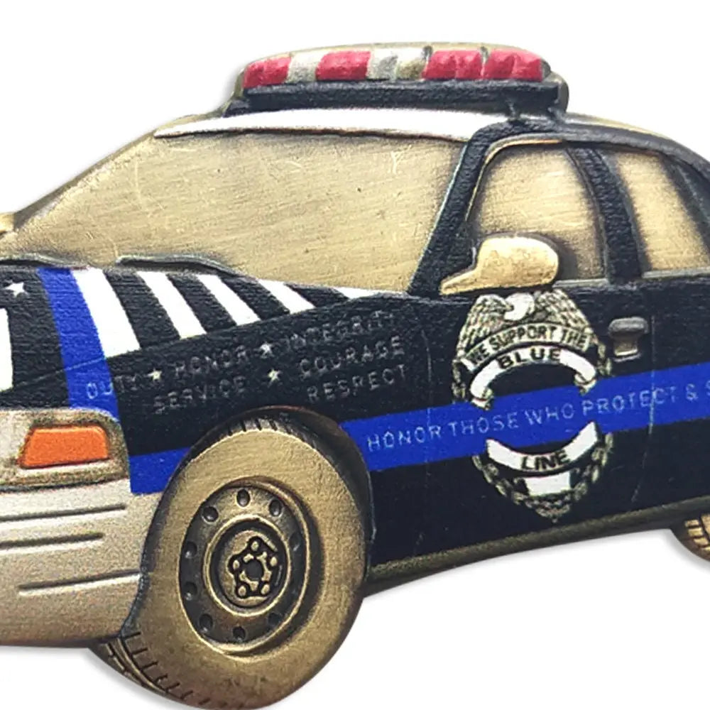 Police Car Featured Challenge Coin St Michael LEO Guardian Angle Back the Blue decowoodo