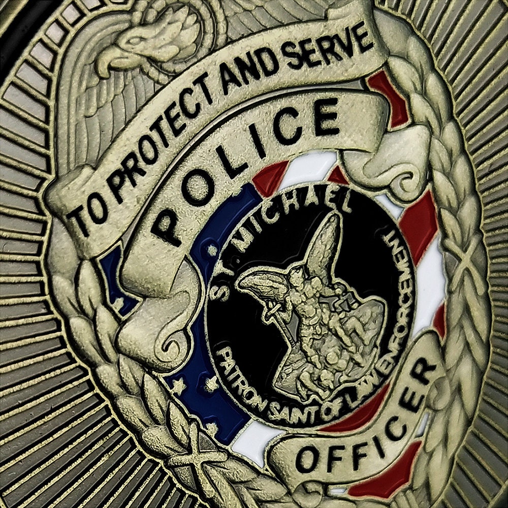 St Michael Police Patron Challenge Coin Blue Live Matter Law Enforcement Badge/gift for Him for father decowoodo