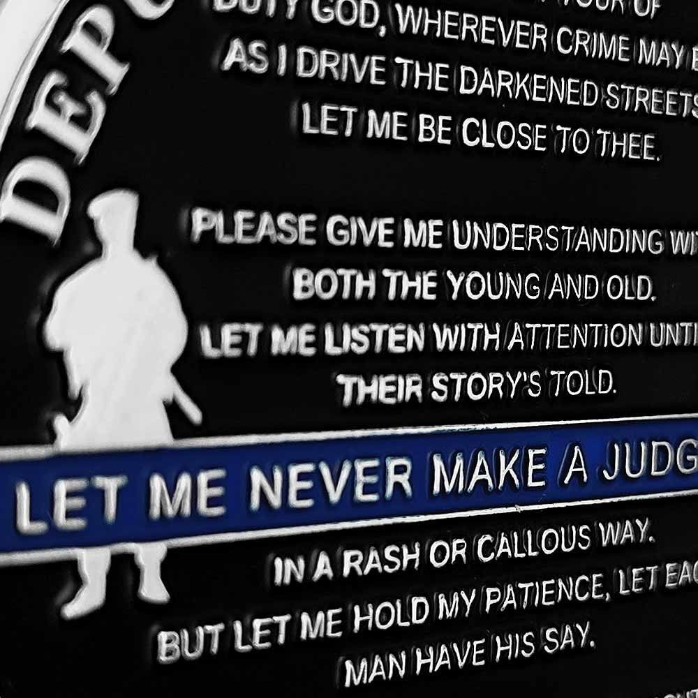 Deputy Sheriff Prayer Challenge Coin Law Enforcement Blue Lives Matter Spartan Warrior Badge/gift for Him for father decowoodo