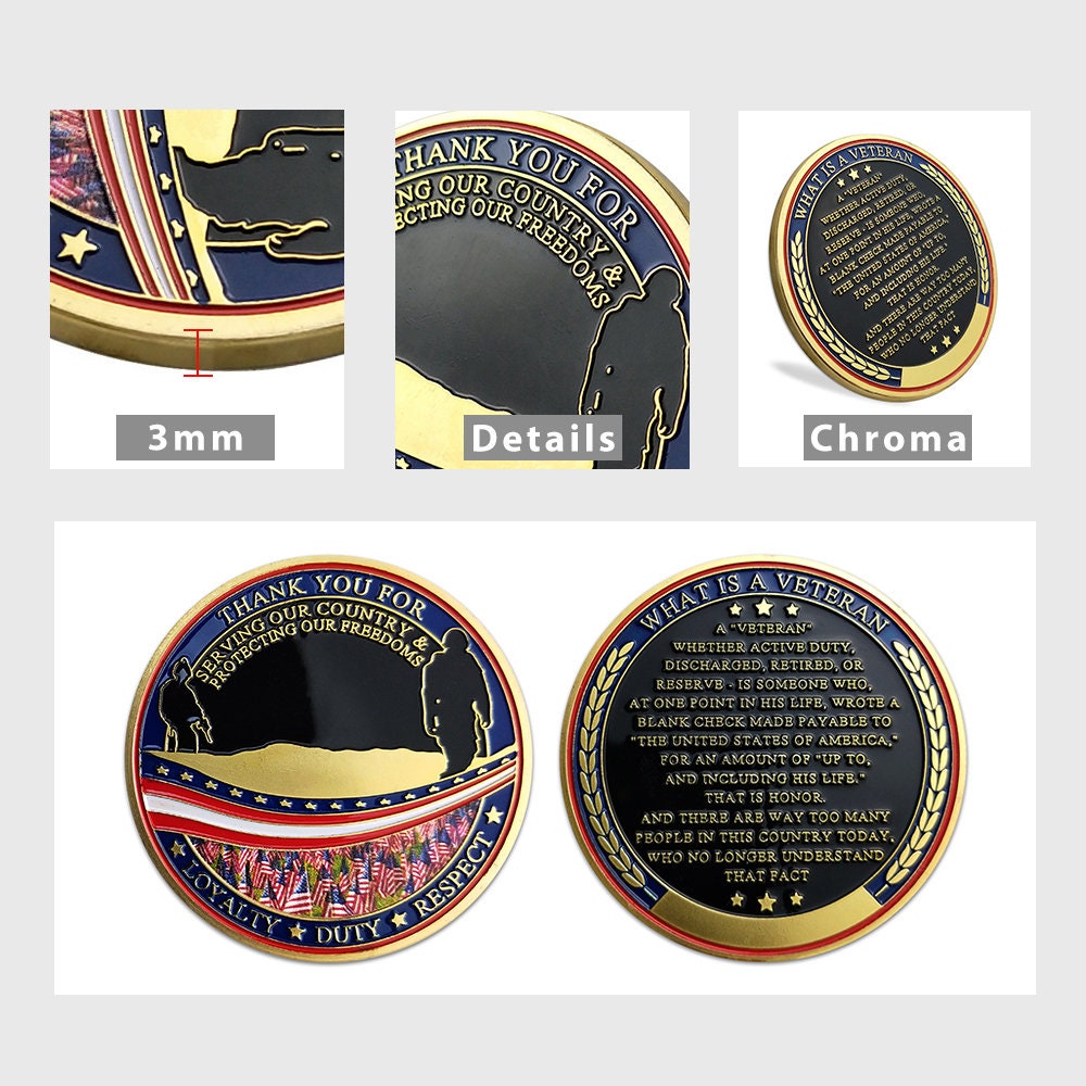 Personalized Names US Veteran Commemorative Flag Challenge Coin Military Thanksgiving Collectible/gift for Him for father decowoodo