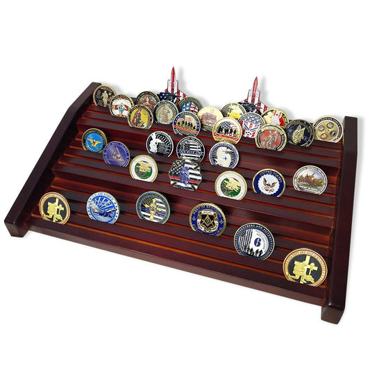 16" Challenge Coin Display Stand 2/3 Tiers 8 Rows Collectible Holder Level Design/gift for Him for father decowoodo