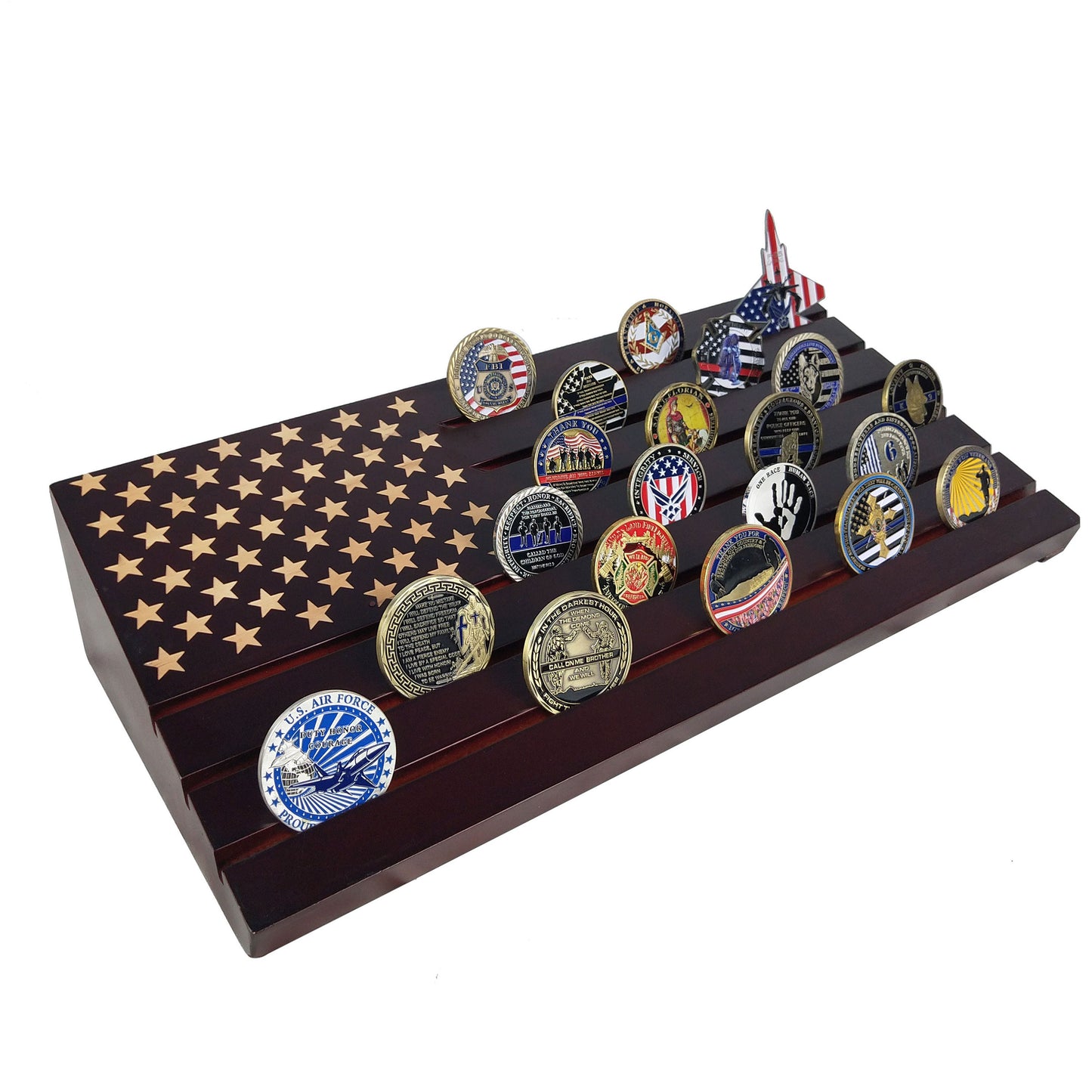 16" Challenge Coin Flag Display Stand Militaria Chip Medallion Holder Rack decowoodo