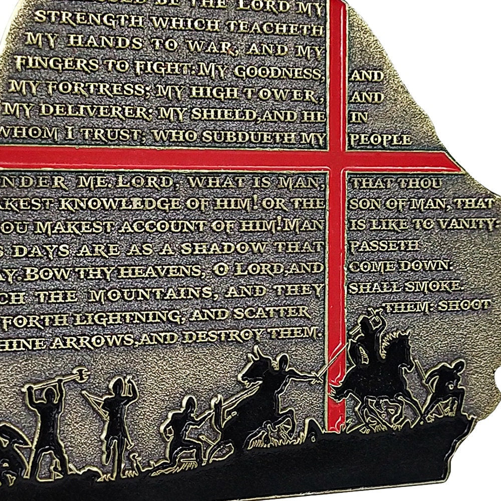 Crusader Soilder Squad Challenge Coin Prayer PSALM 144:1-6 Military Collectible decowoodo