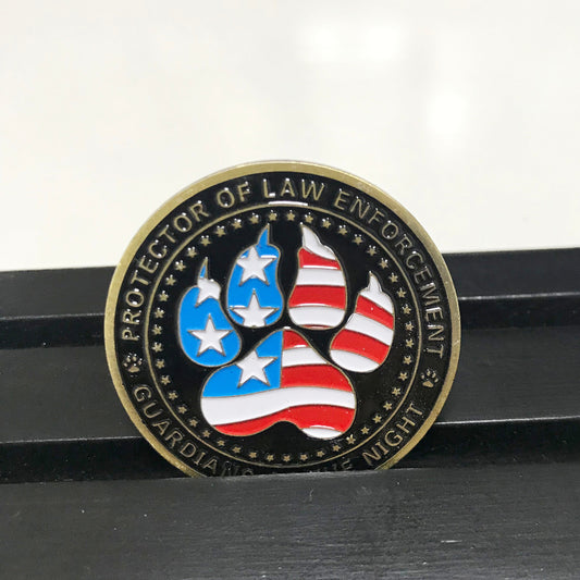 Law enforcement & K 9 Night Guardian Prayer Challenge Coin police sign Protector Medallion/gift for Him for father DecoWoodo