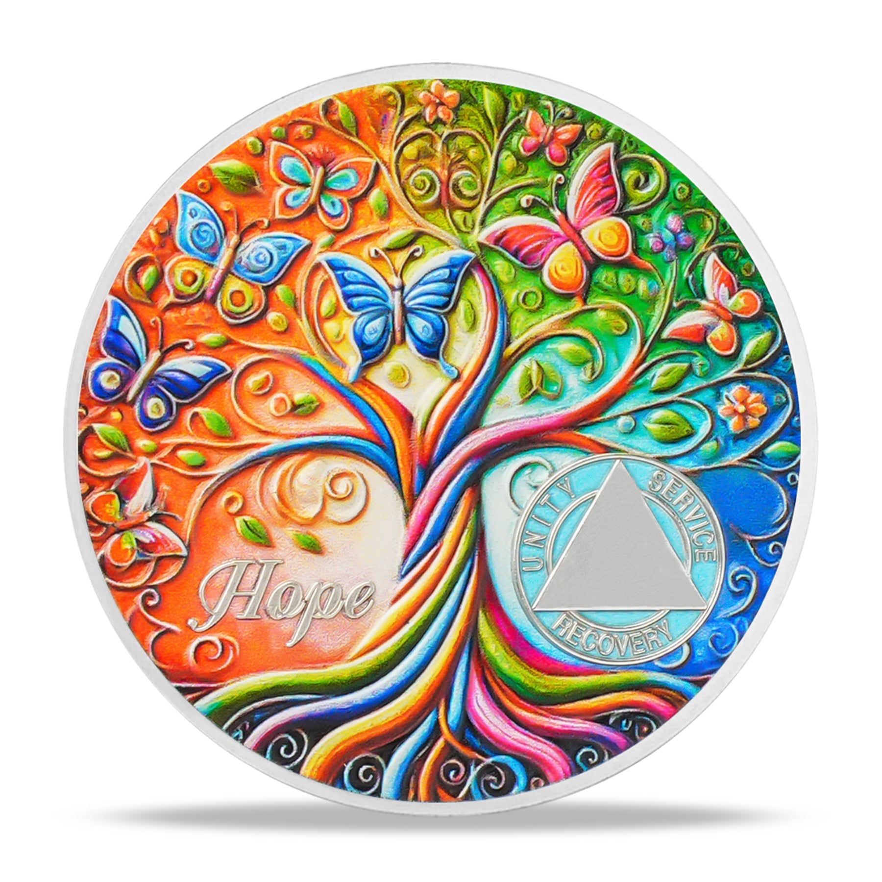 Personalized Tree of Life Golden Hope Sobriety Coin mysite