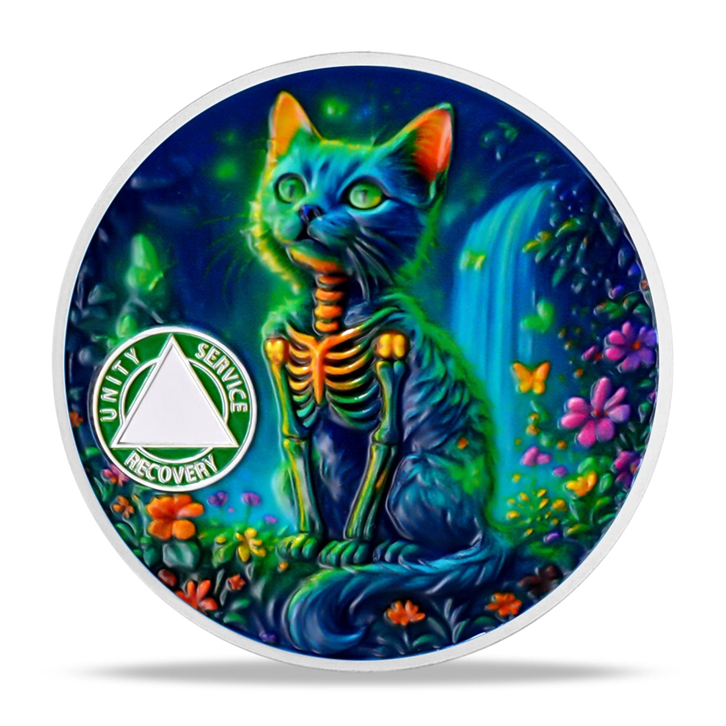 Personalized Glow Forest Cat Sobriety Coin mysite