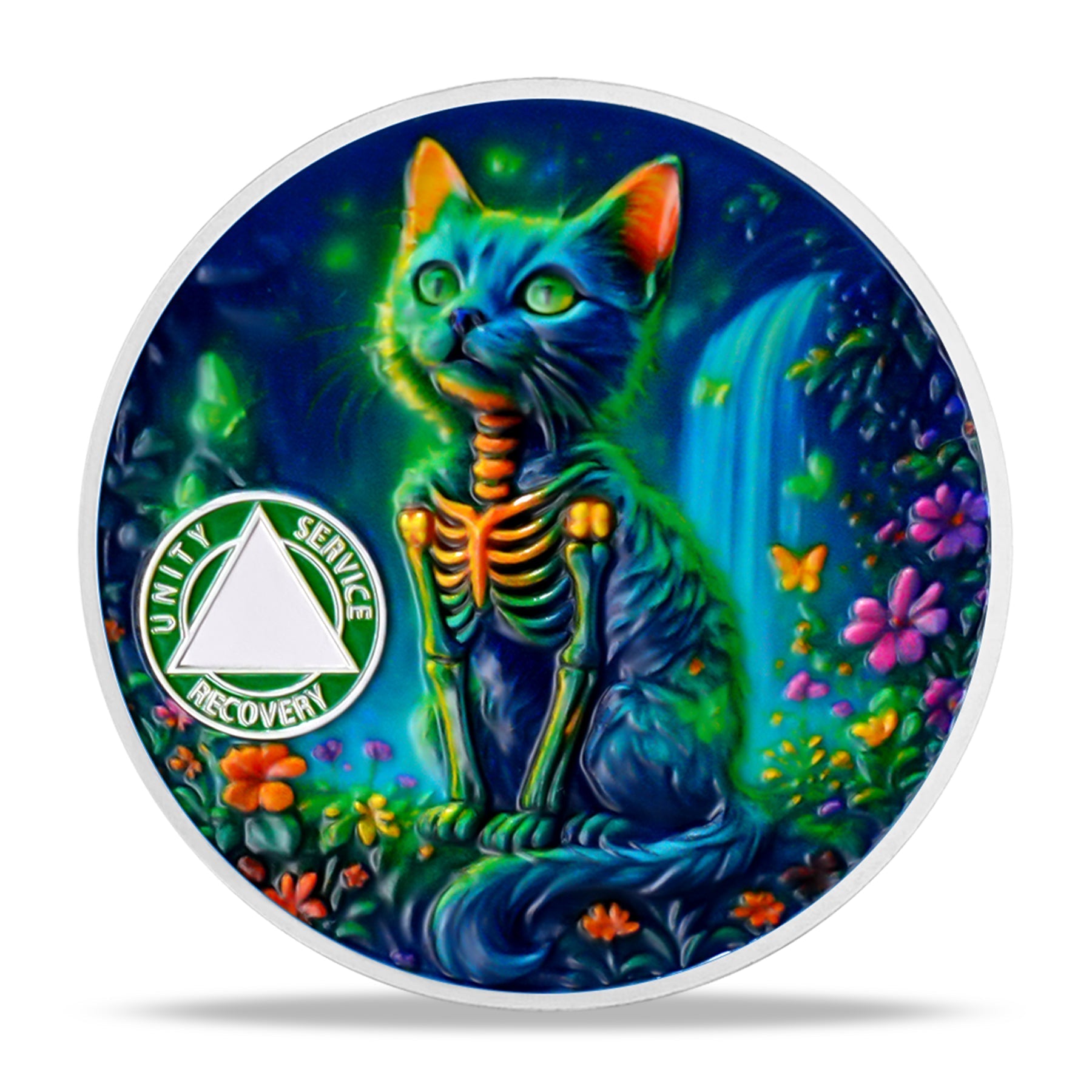 Personalized Glow Forest Cat Sobriety Coin mysite