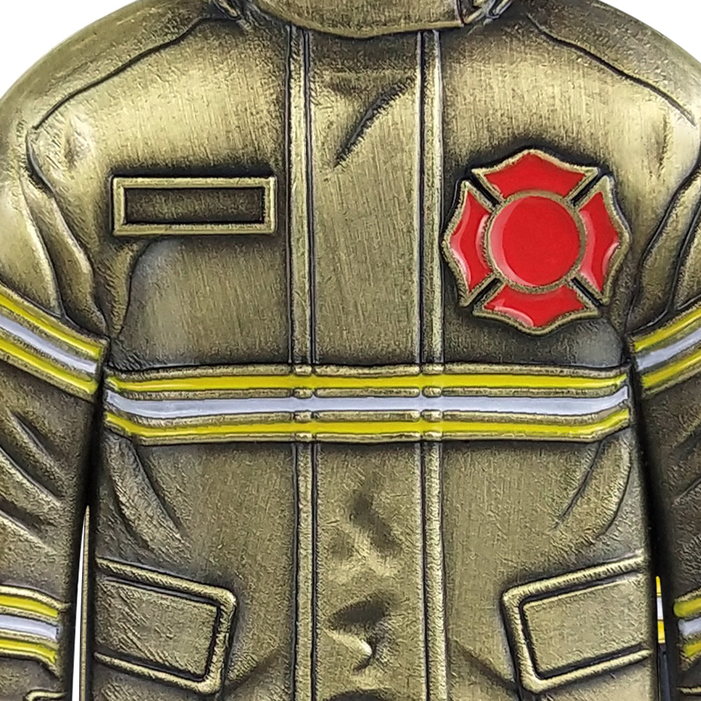 Firefighter Uniform Gear Shape Challenge Coin Fireman's Prayer Collectible Chip mysite