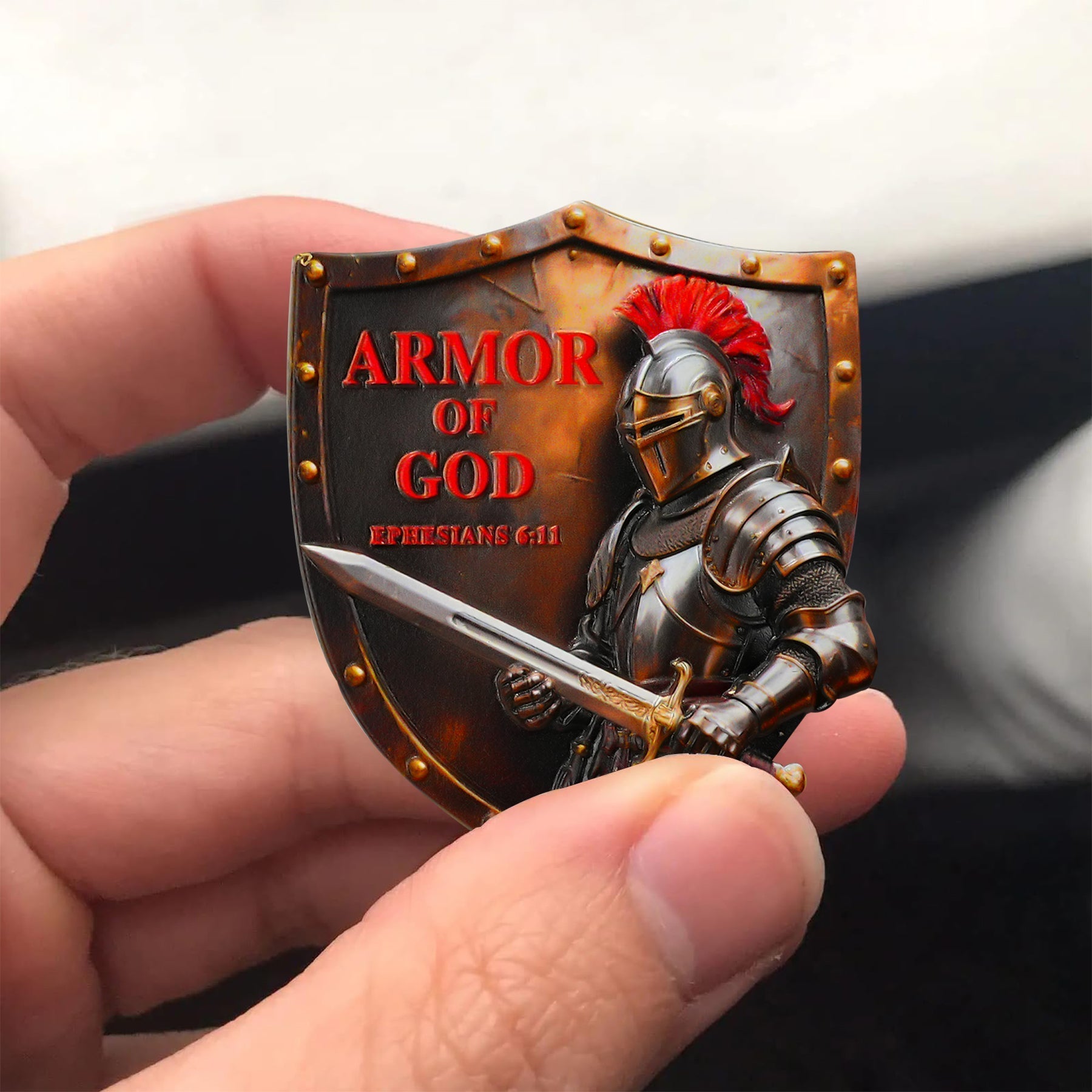 Knight Christian Faith ShieldArmor of God Challenge Coin with Ephesians 6:11 mysite