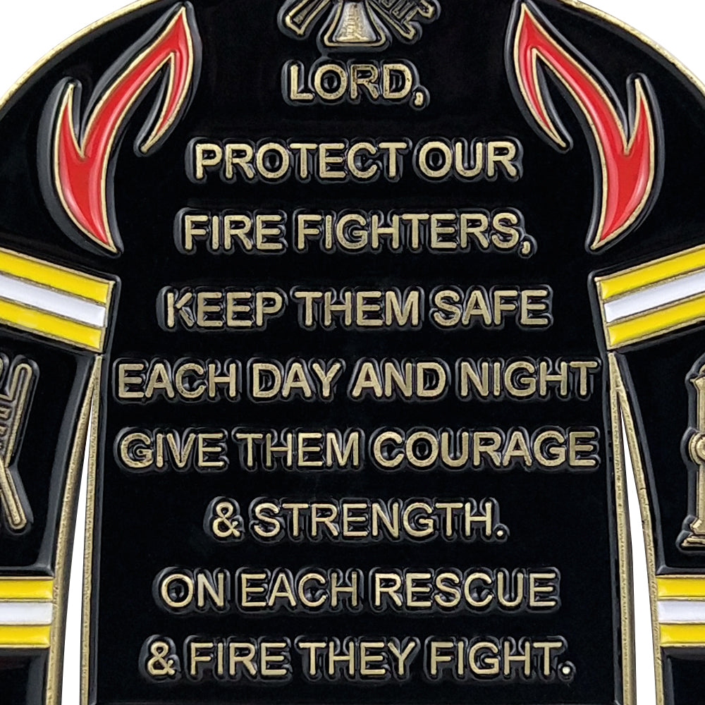 Firefighter Uniform Gear Shape Challenge Coin Fireman's Prayer Collectible Chip mysite