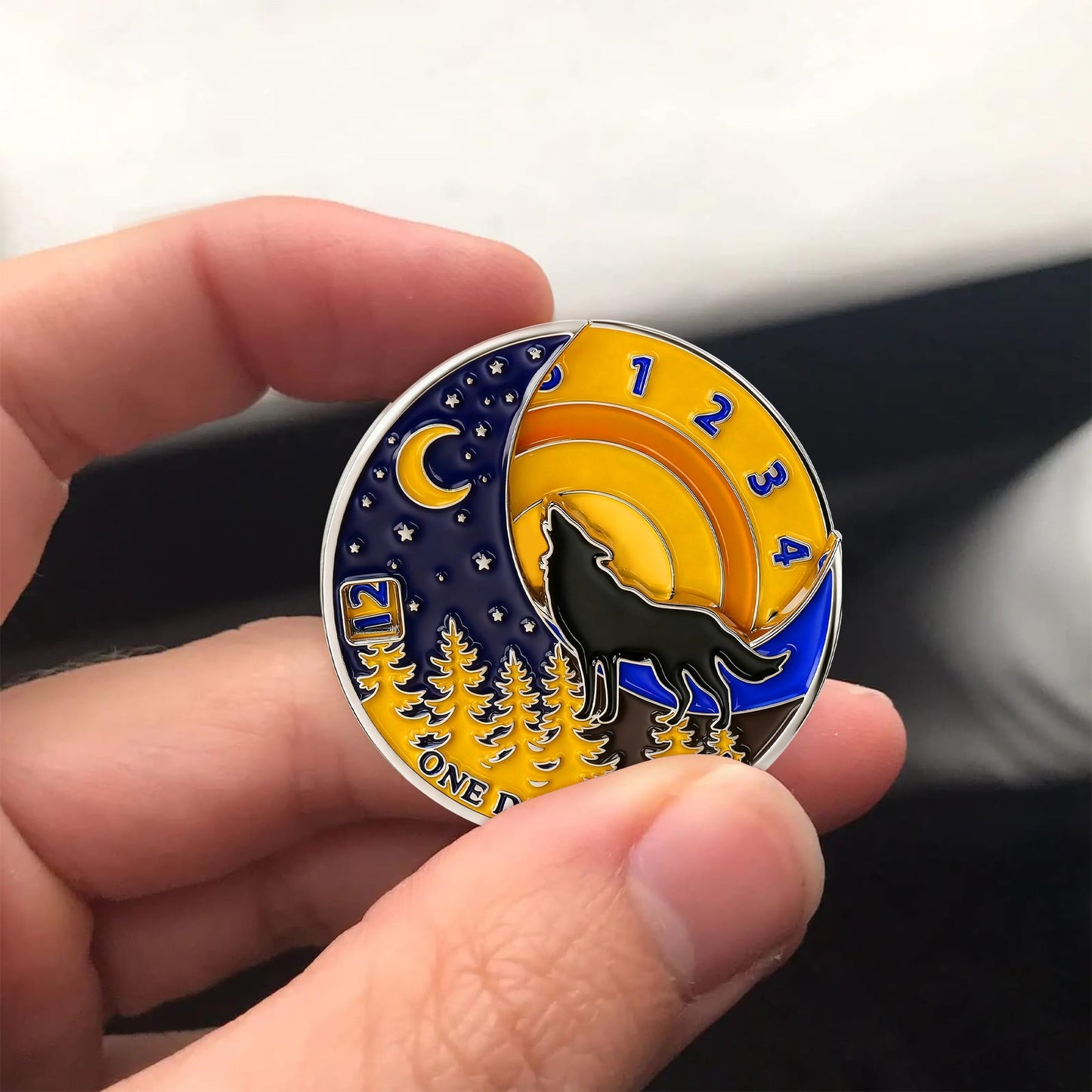 3D Embrace Courage with the Moon Wolf Recovery Sobriety Coin mysite