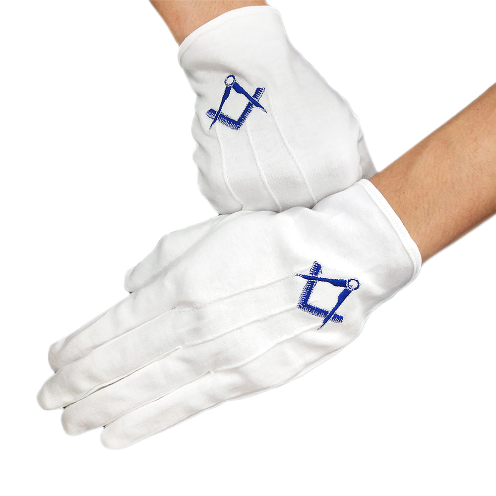 Masonic U.S. Blue Square & Compass White Gloves mysite