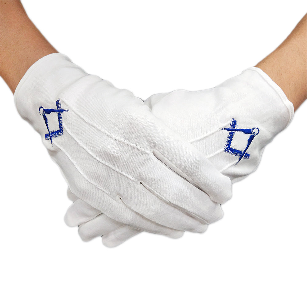 Masonic U.S. Blue Square & Compass White Gloves mysite
