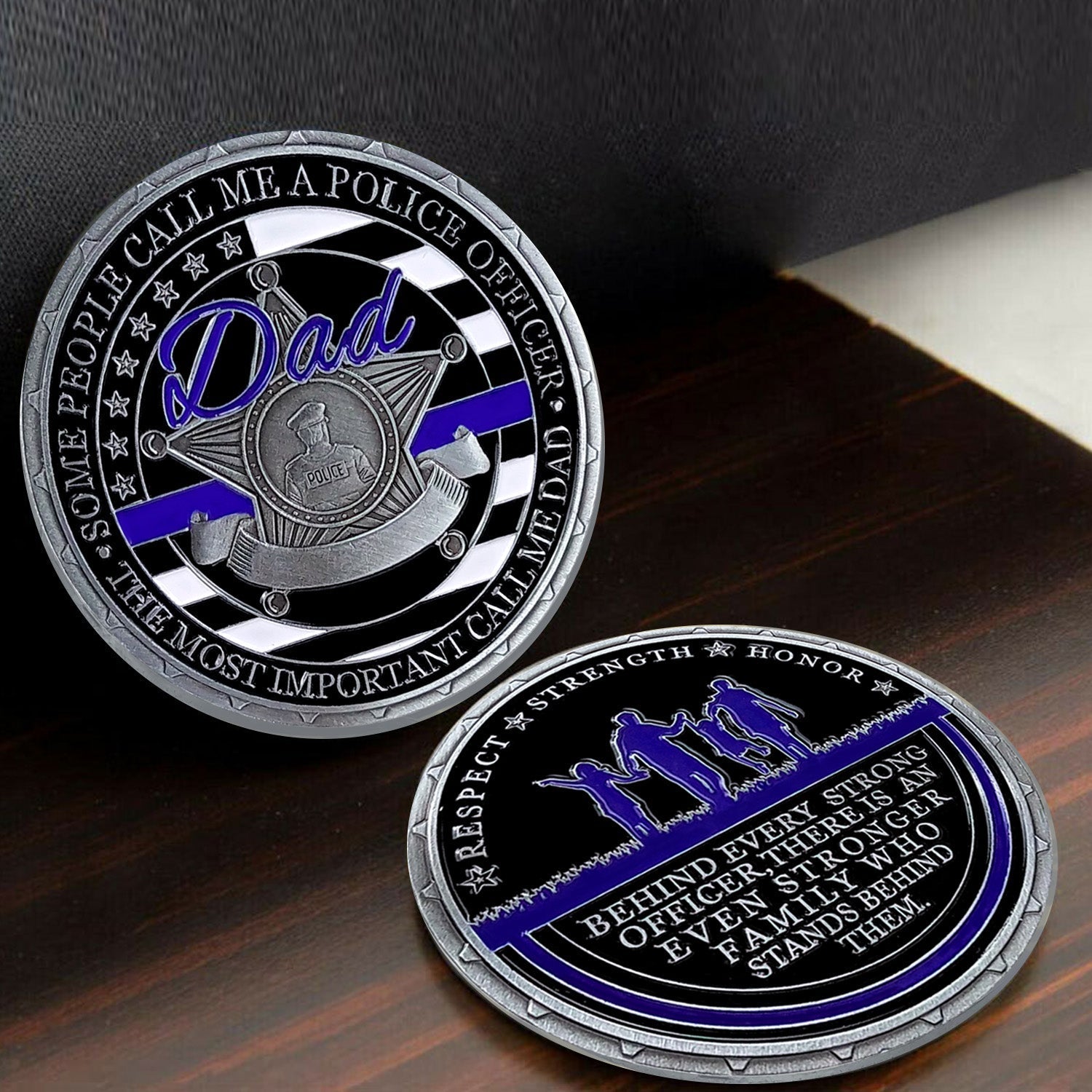 Police Officer Family Challenge Coin Honor Dad Father Respect Collectible Gift Coin mysite