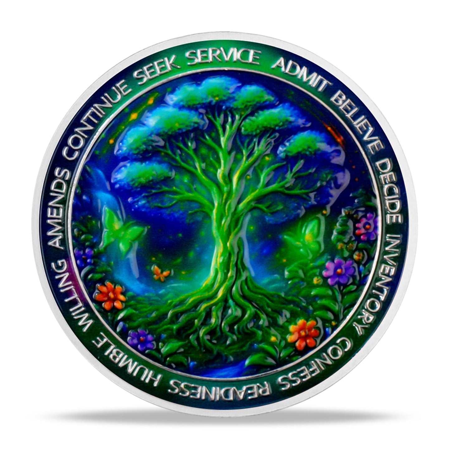 Personalized Glow Forest Cat Sobriety Coin mysite