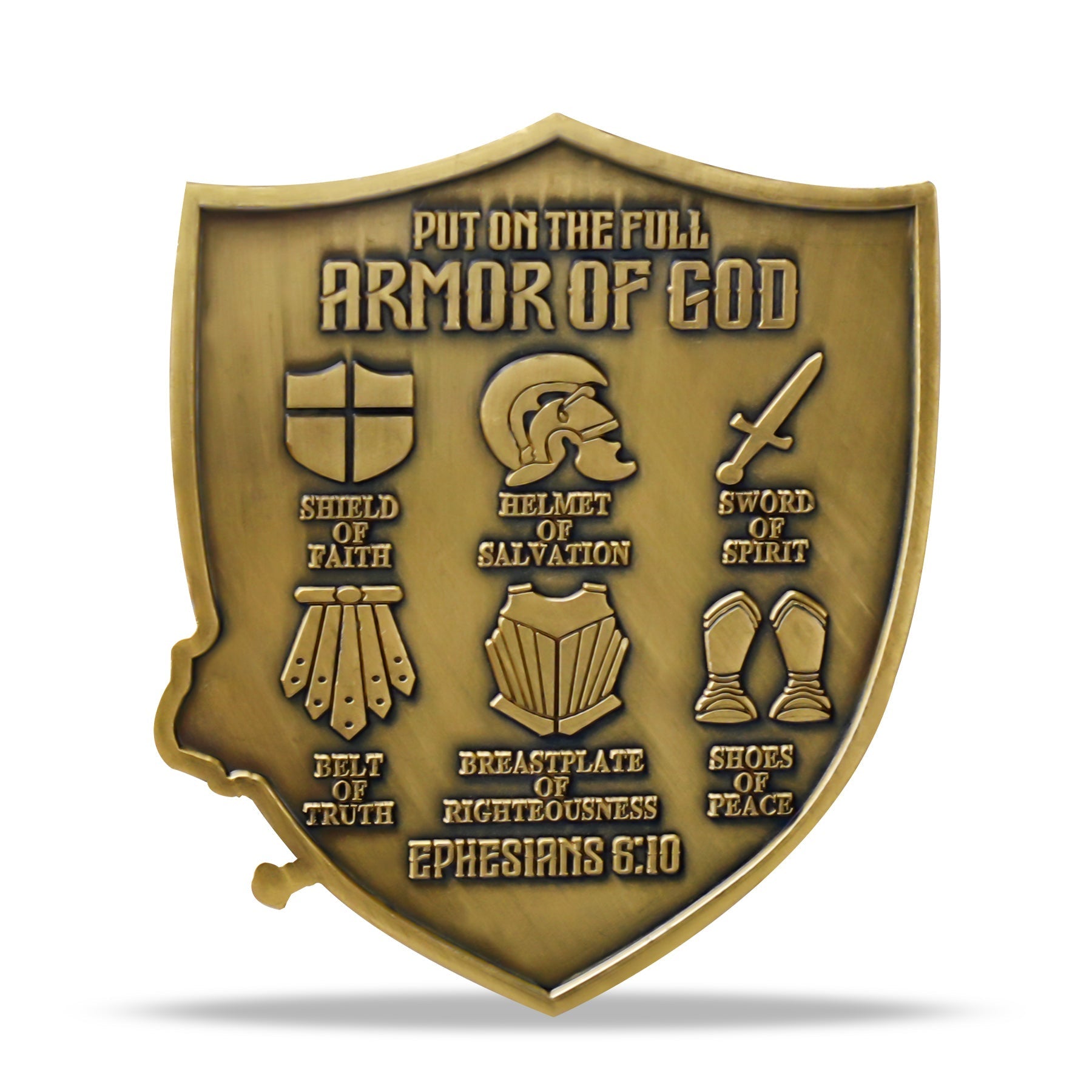 Knight Christian Faith ShieldArmor of God Challenge Coin with Ephesians 6:11 mysite