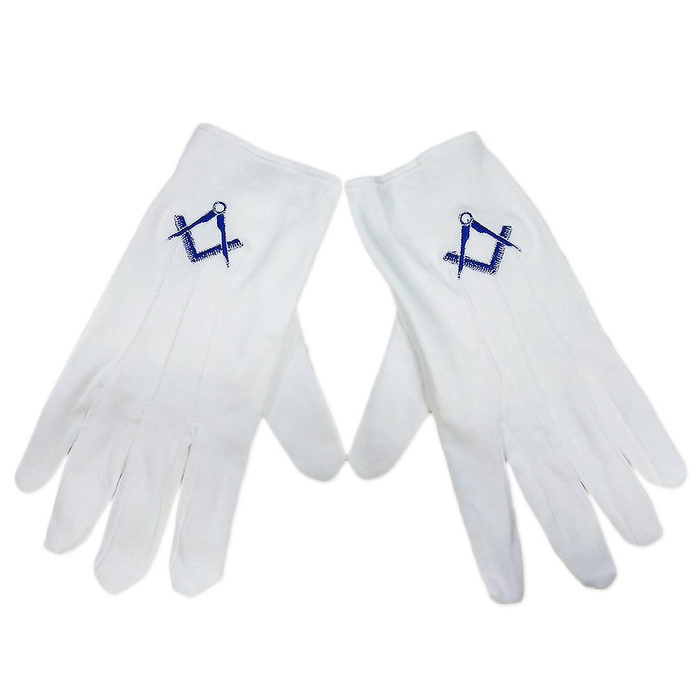 Masonic U.S. Blue Square & Compass White Gloves mysite