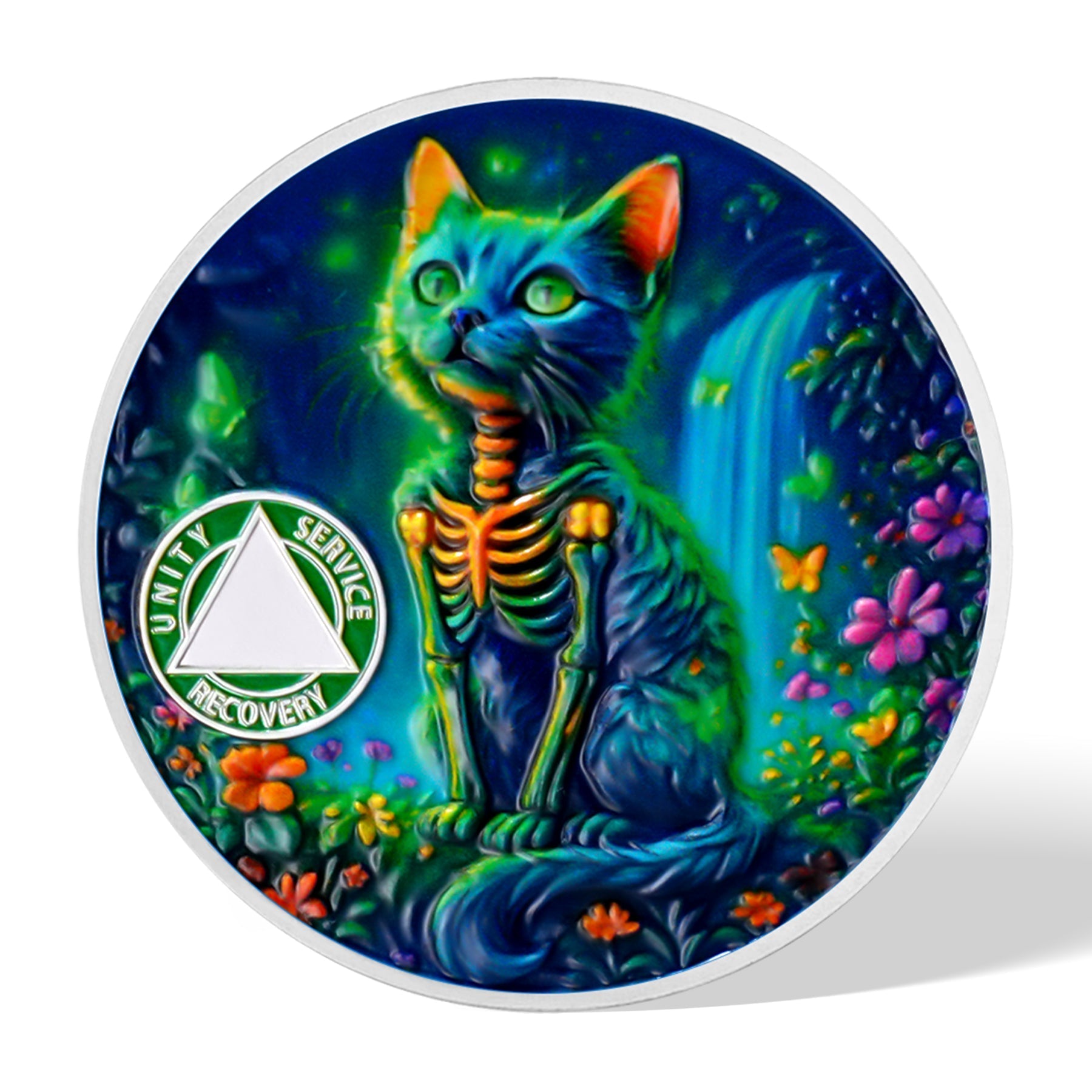 Personalized Glow Forest Cat Sobriety Coin mysite