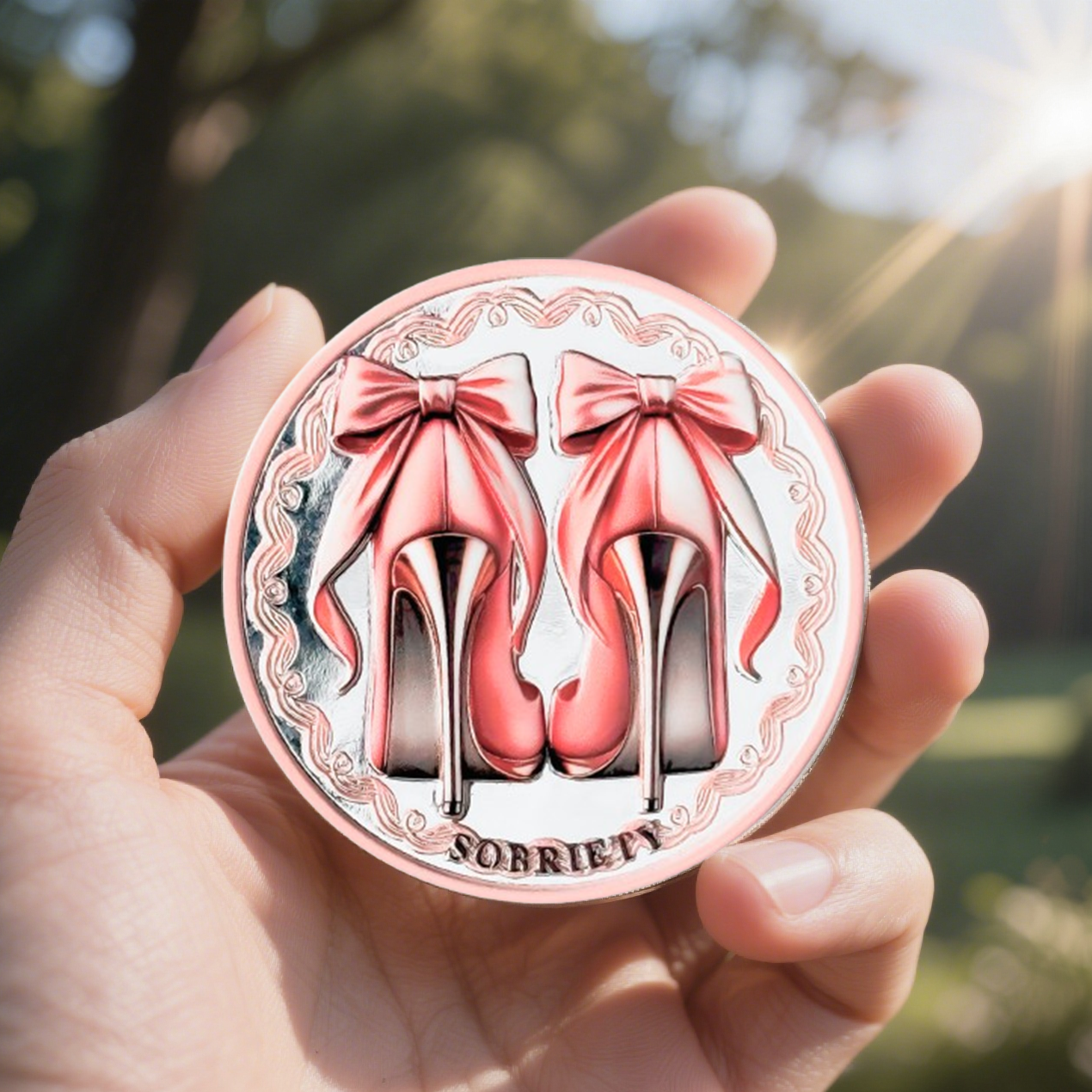 Bow Tie & High Heels Affirmation Sobriety Coin mysite