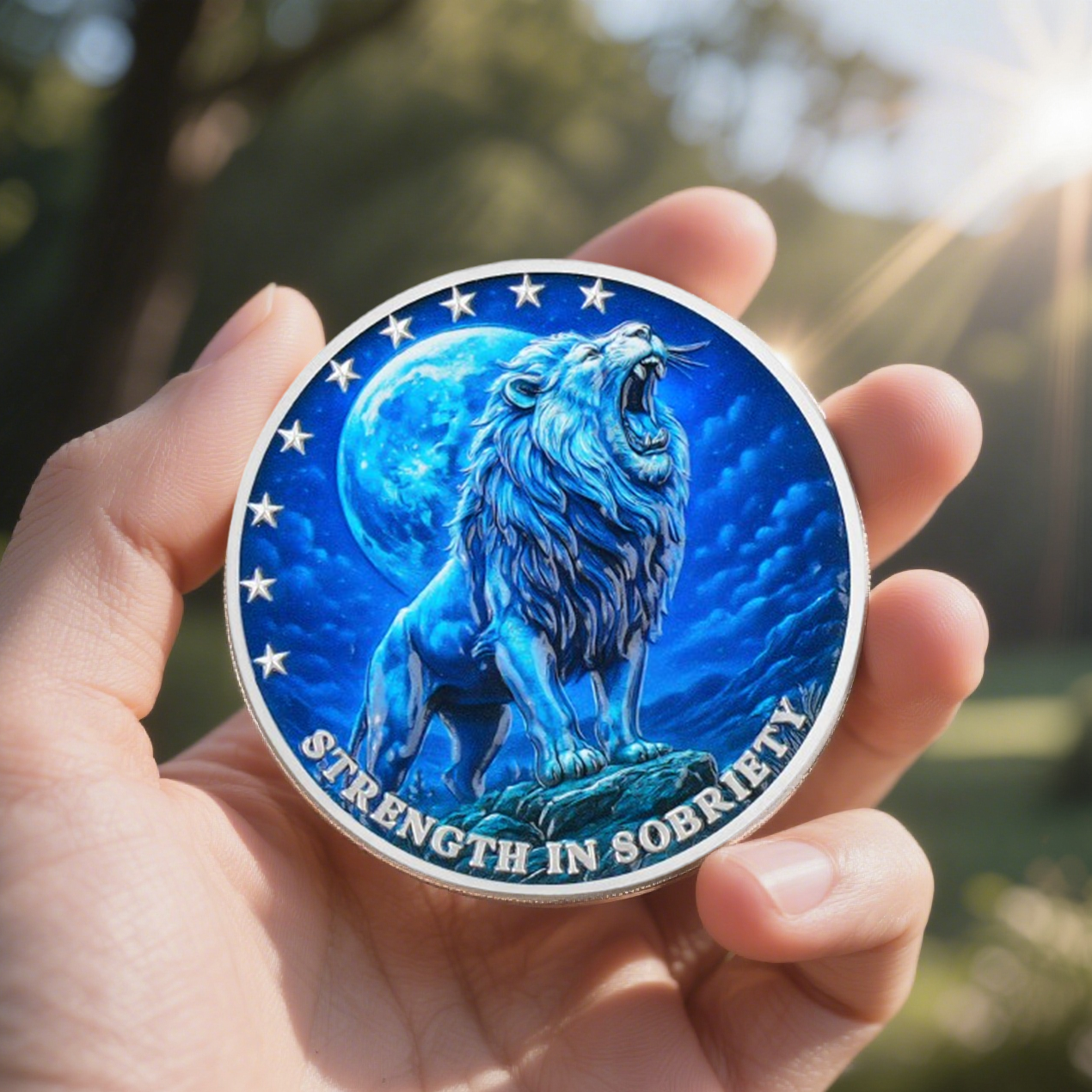 Lion Recovery Strength in Sobriety Coin(Not compatible with keychains) mysite