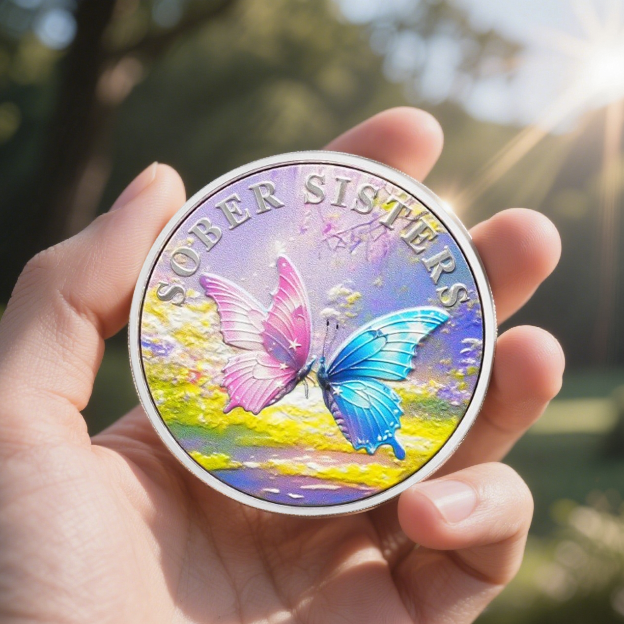 Inspirational Butterfly Recovery Token with Serenity Prayer Sobriety Coin mysite
