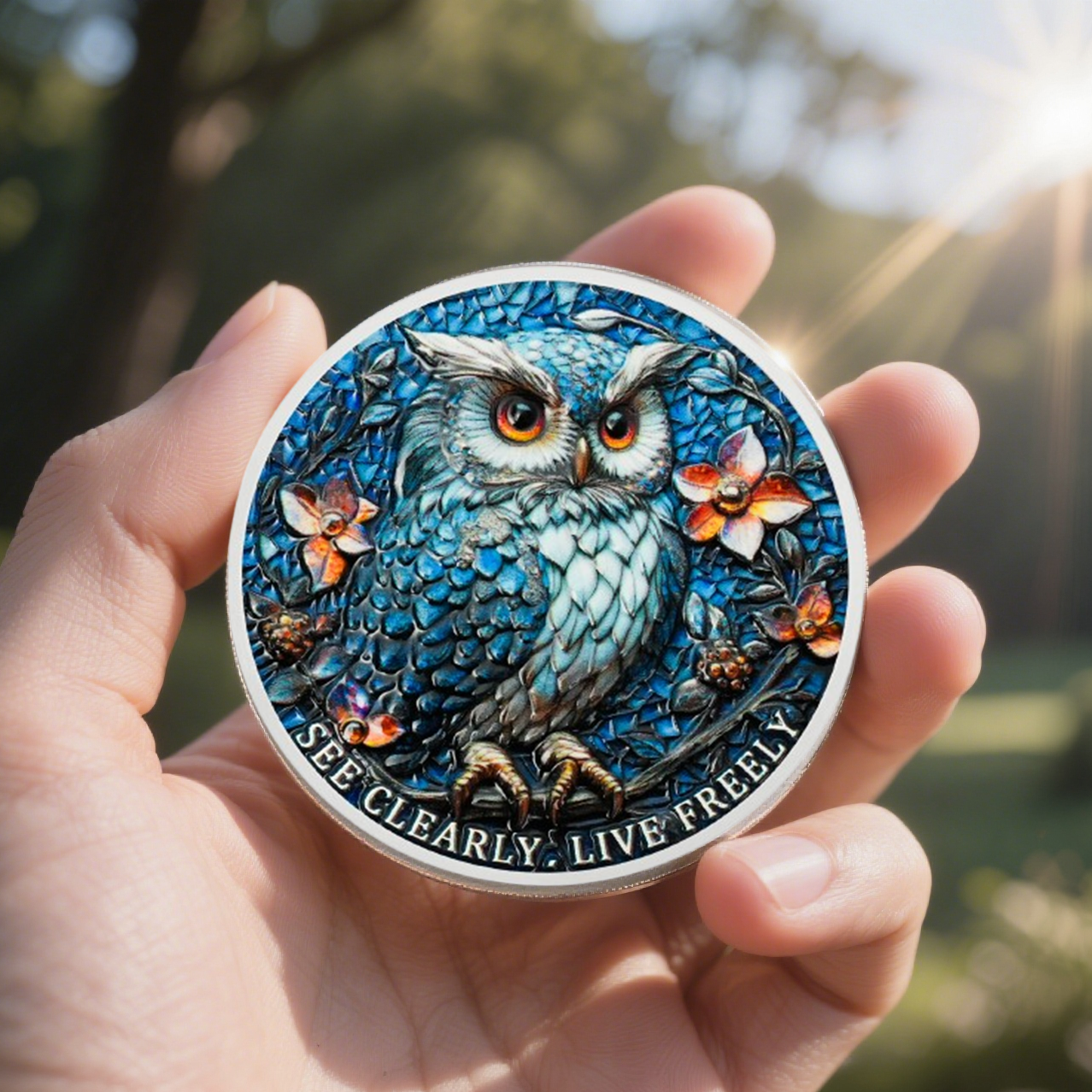 Owl & Triangular Symbol See Clearly Sobriety Coin mysite