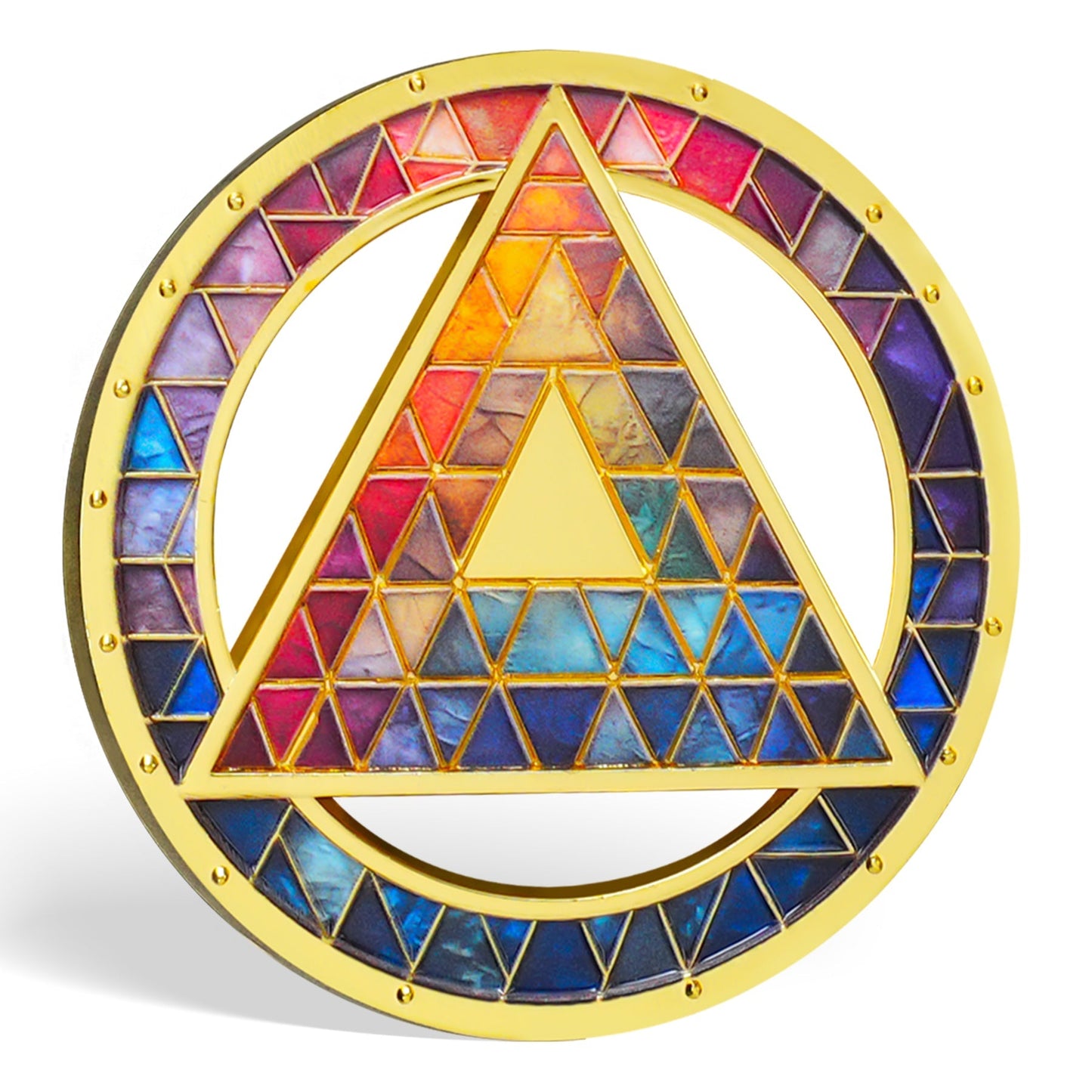 Personalized Hollowed-Out Iridescent Glass Rainbow Sobriety Coin mysite