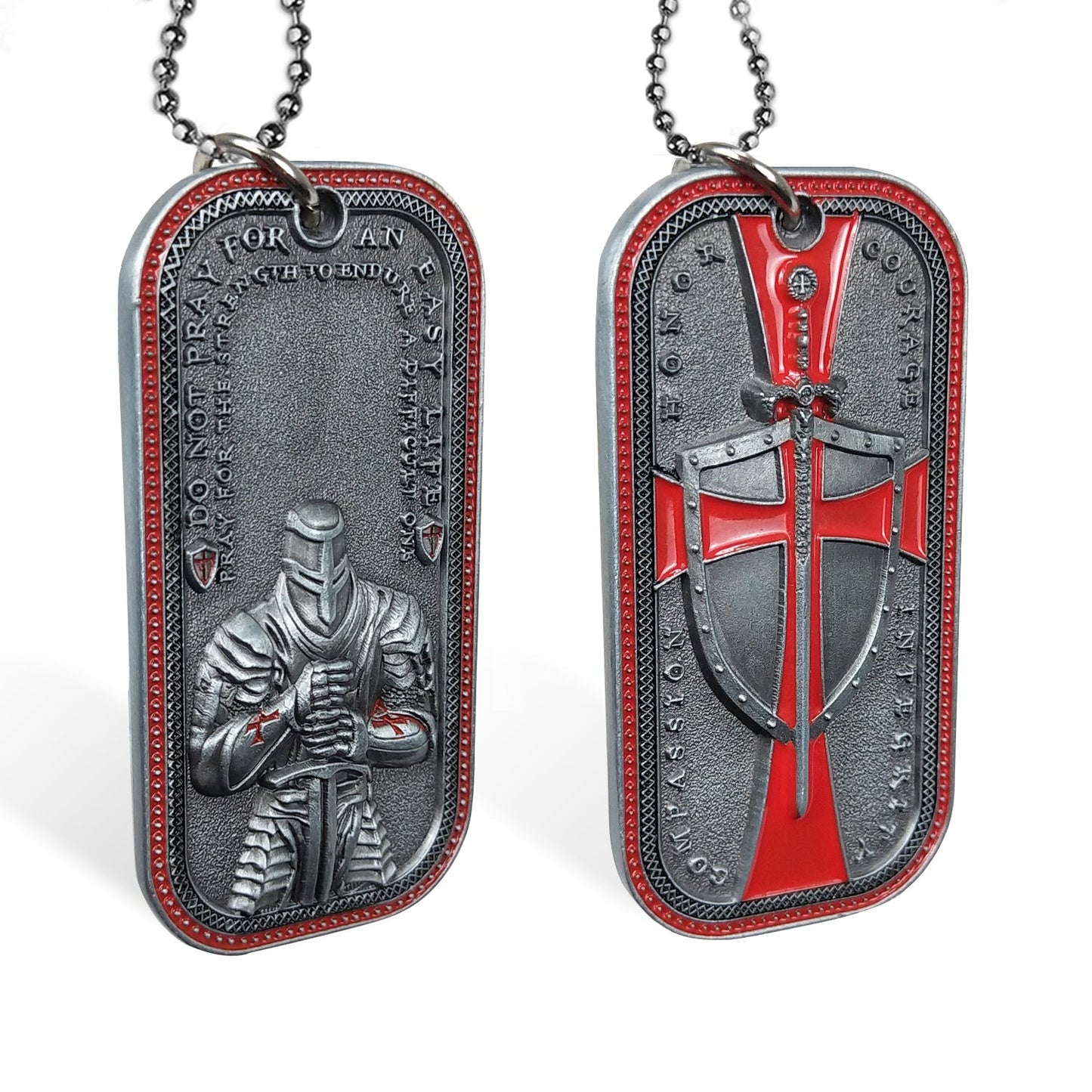 Knights Templar Cross Dog Tag Crusader Sword and Shield Life Creed Necklace mysite